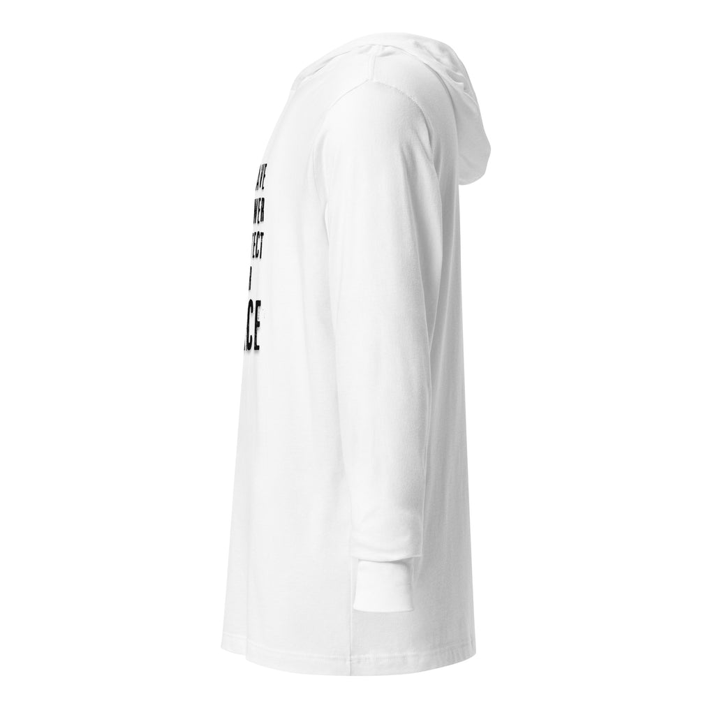 Unisex Hooded Long-Sleeve Tee | You Have The Power To Protect Your Peace Hooded long-sleeve tee AwRans Clothing unisex-hooded-long-sleeve-tee-white-left-67f00d4b4b9a8