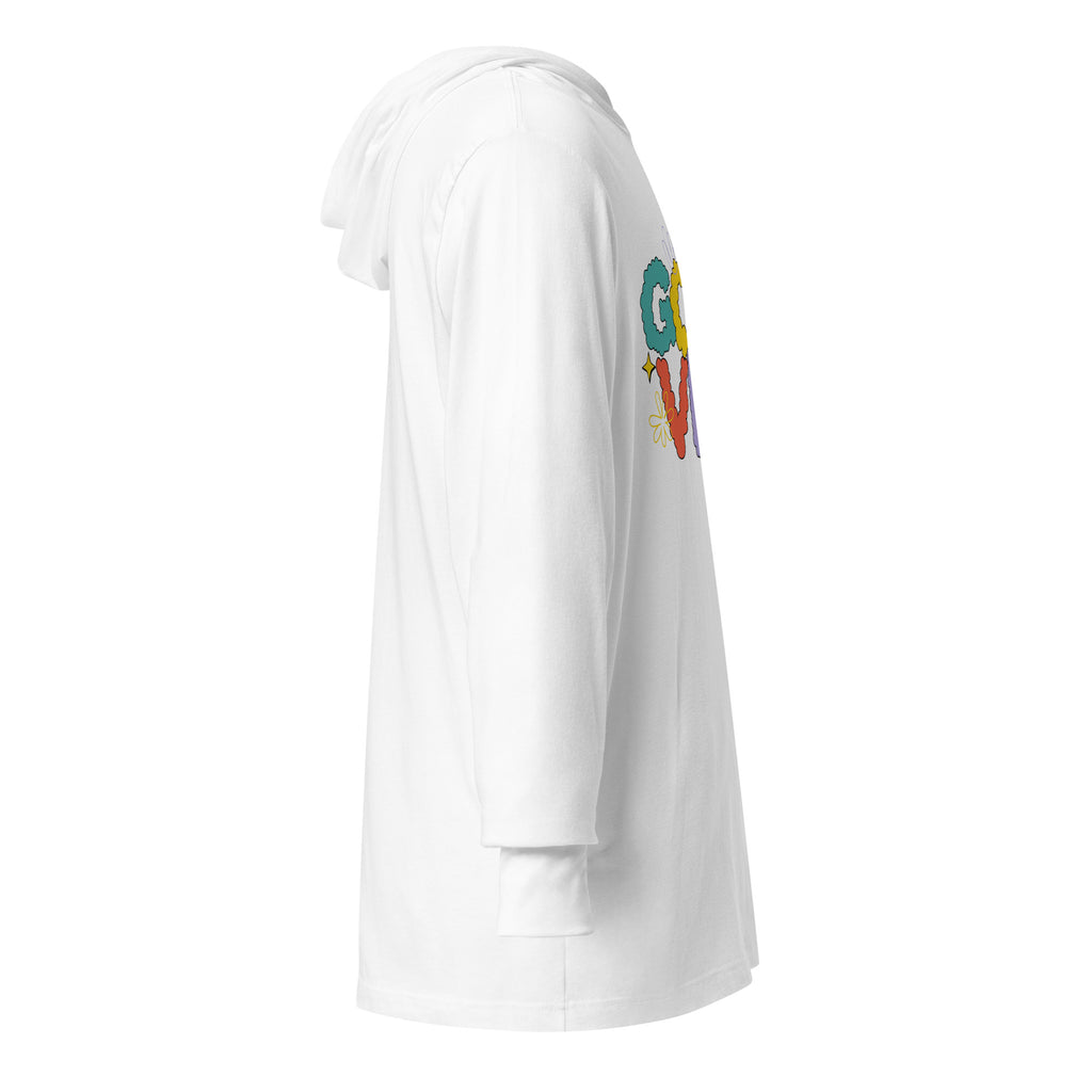 Unisex Hooded Long-Sleeve Tee | Good Vibe Hooded long-sleeve tee AwRans Clothing unisex-hooded-long-sleeve-tee-white-right-67eb9bb92d520