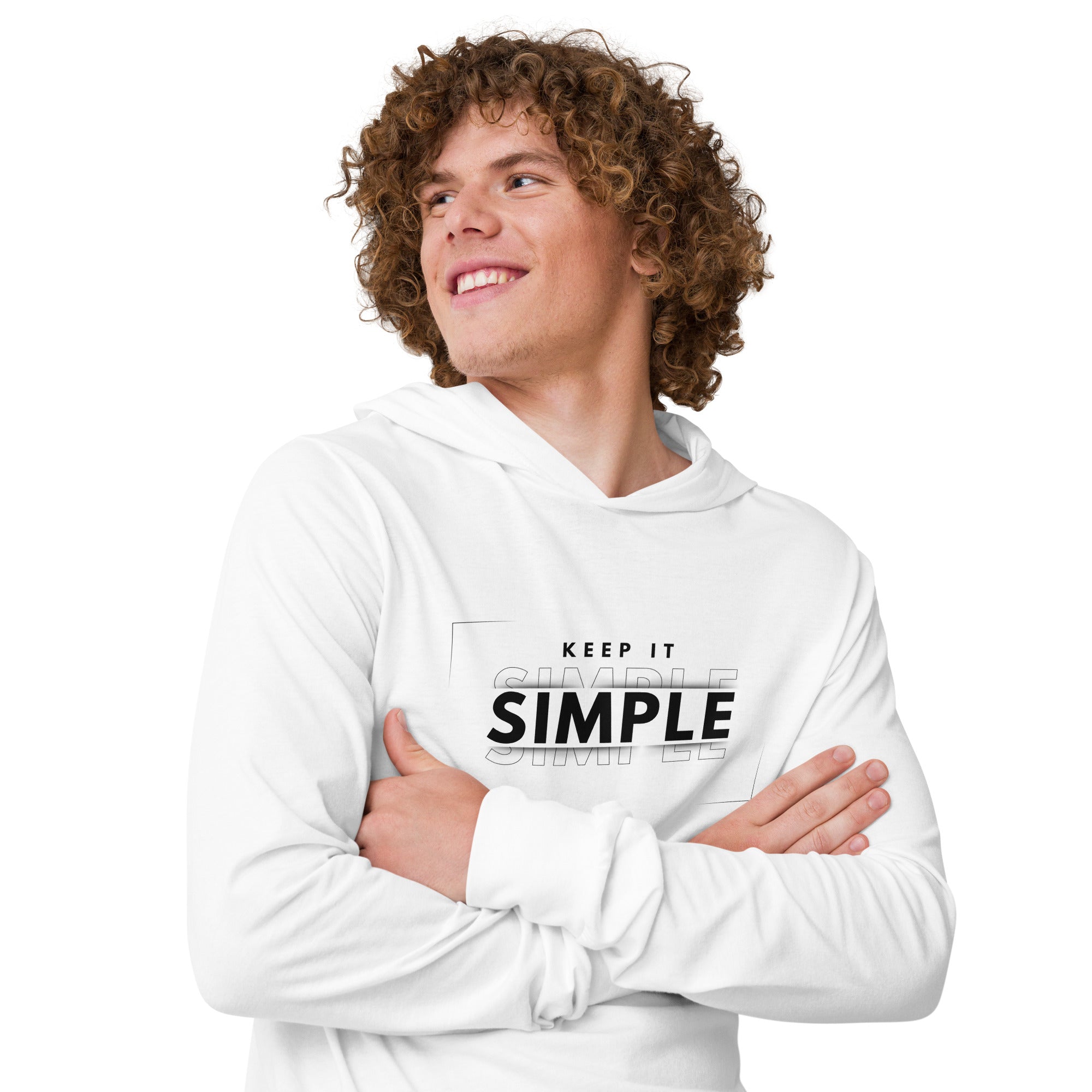 Unisex Hooded Long-Sleeve Tee | Keep It Simple Hooded long-sleeve tee AwRans Clothing unisex-hooded-long-sleeve-tee-white-right-front-67f00e3178c4e