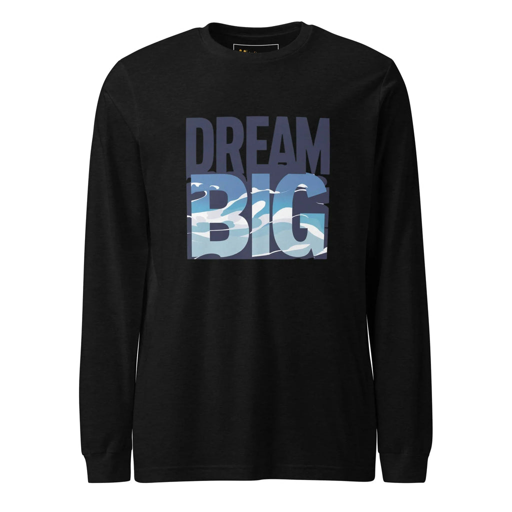 Unisex | Dream Big - Long Sleeve Tee Black Heather Long Sleeve T-Shirts AwRans Clothing unisex-long-sleeve-tee-black-heather-front-6748068502469