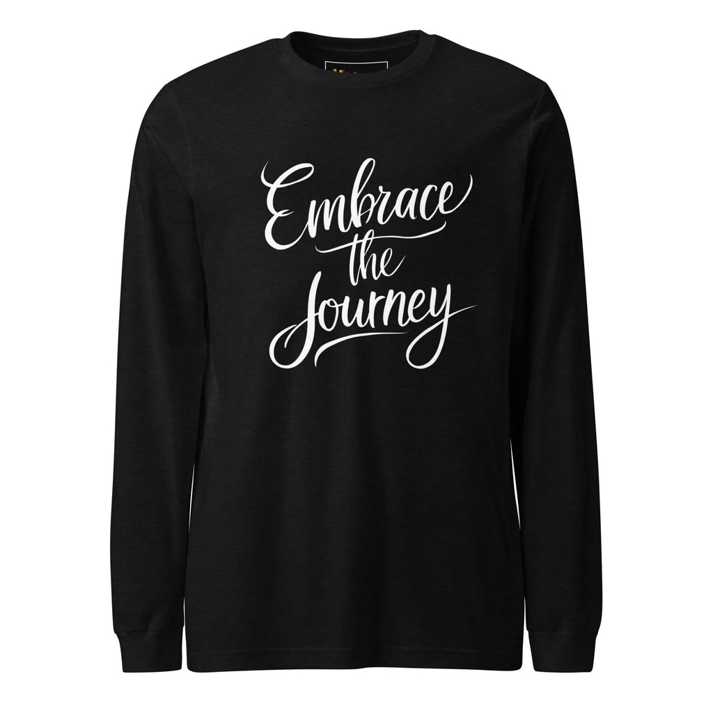 Unisex | Embrace The Journey - Long Sleeve Tee Black Heather Long Sleeve T-Shirts AwRans Clothing unisex-long-sleeve-tee-black-heather-front-67480d9551e66