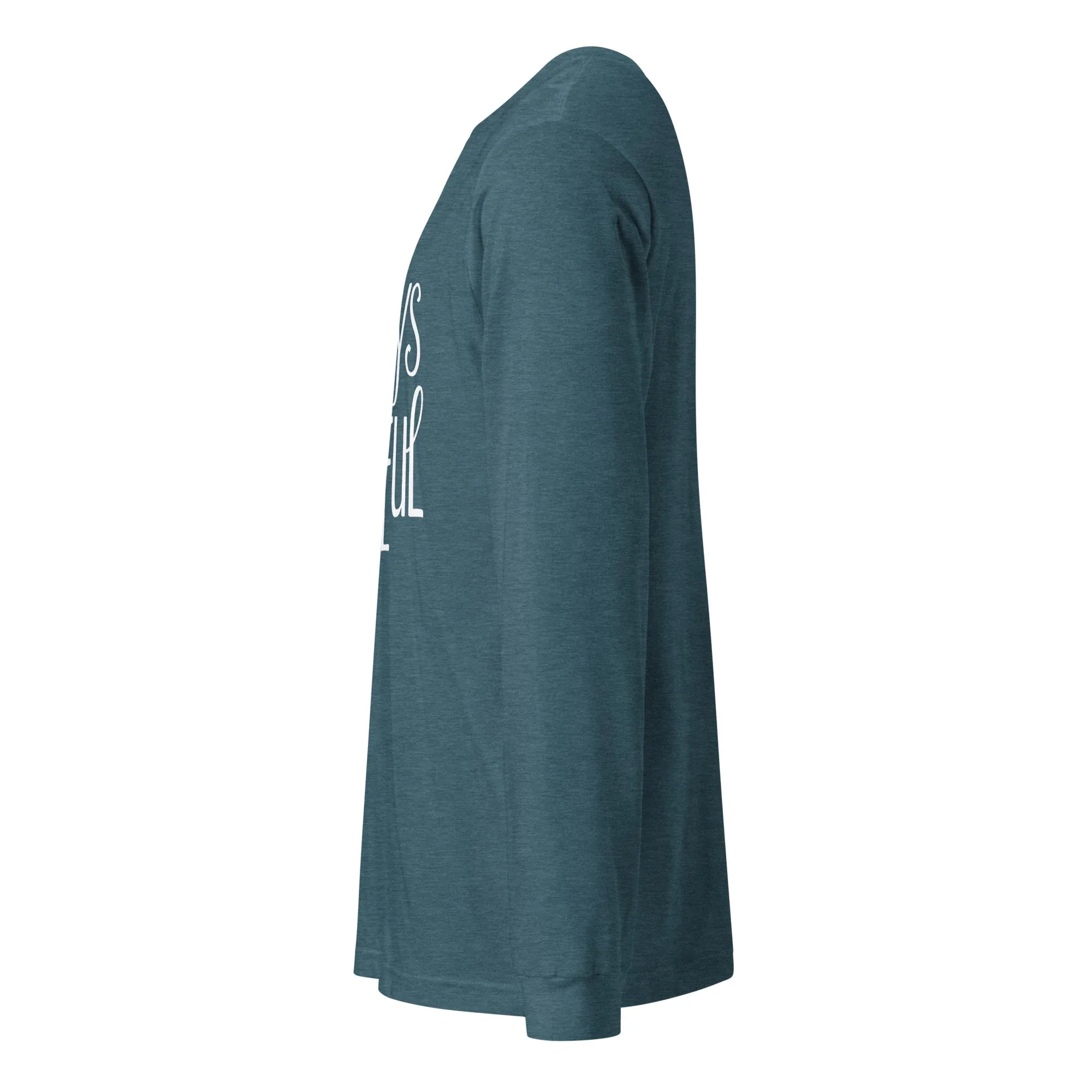 Unisex | Always Grateful - Long Sleeve Tee Long Sleeve T-Shirts AwRans Clothing unisex-long-sleeve-tee-heather-deep-teal-left-67480f6565e2a