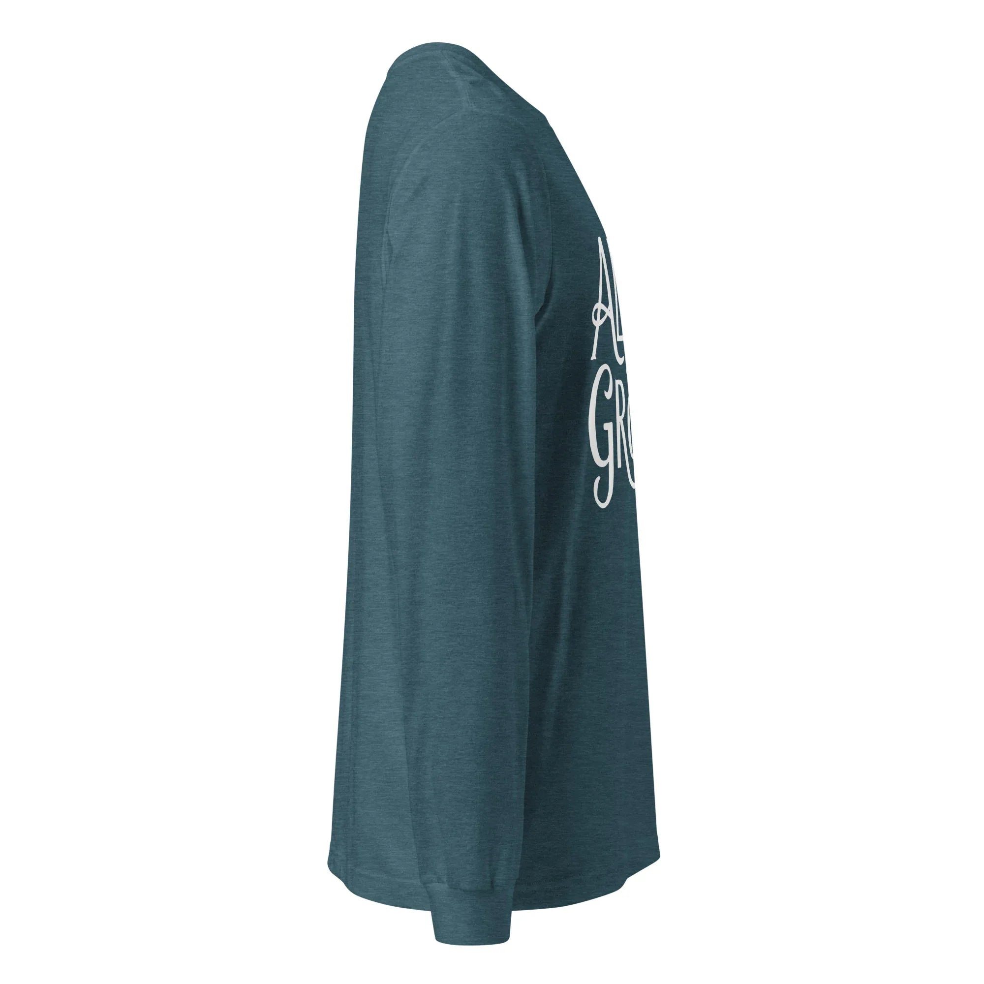 Unisex | Always Grateful - Long Sleeve Tee Long Sleeve T-Shirts AwRans Clothing unisex-long-sleeve-tee-heather-deep-teal-right-67480f65603a9