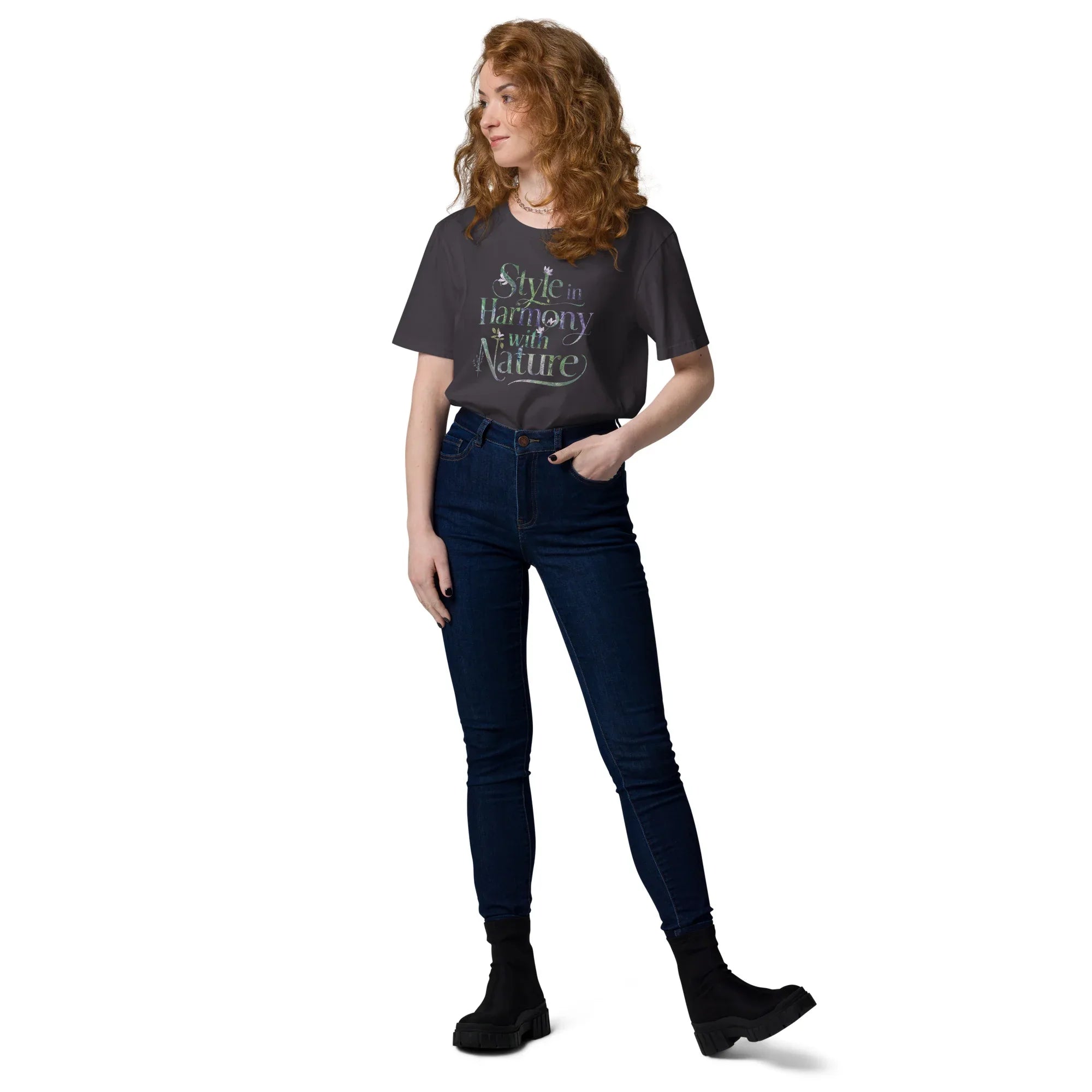 Women's Organic Cotton T-Shirt | Style In Harmony,With Nature T-Shirt AwRans Clothing unisex-organic-cotton-t-shirt-anthracite-front-2-67b19da1376ec