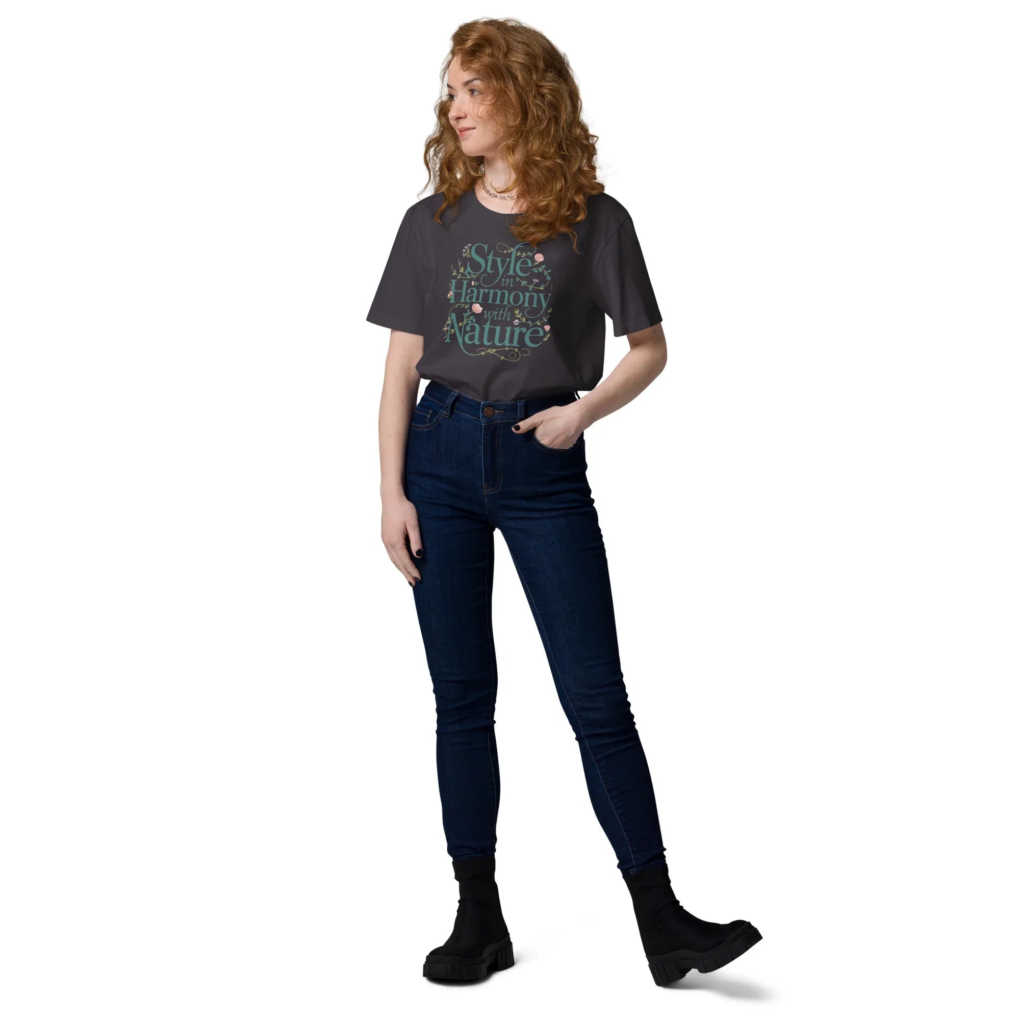 Women's Organic Cotton T-Shirt | Style In Harmony With Nature T-Shirt AwRans Clothing unisex-organic-cotton-t-shirt-anthracite-front-2-67b1b282d73be