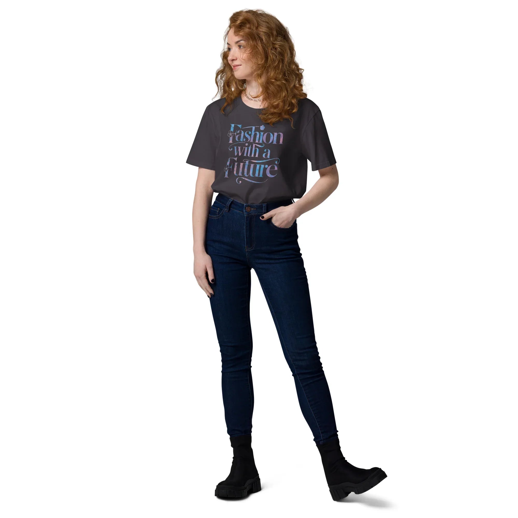 Women's Organic Cotton T-Shirt | Fashion With A Future T-Shirt AwRans Clothing unisex-organic-cotton-t-shirt-anthracite-front-2-67b1b47b4bee8