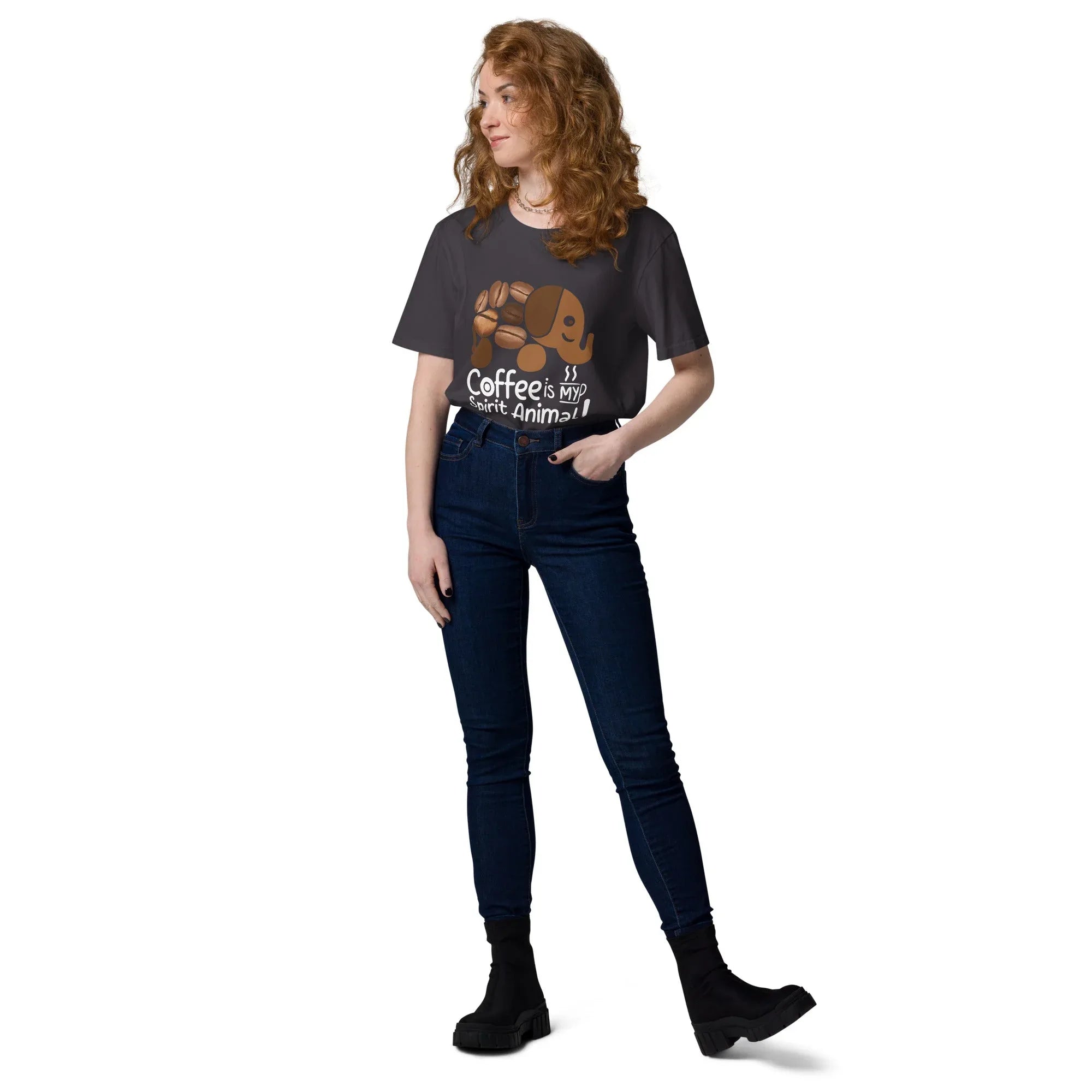 Unisex | Coffee Is My Spirit Animal Organic Cotton T-Shirt T-Shirt AwRans Clothing unisex-organic-cotton-t-shirt-anthracite-front-2-681682c3d1017