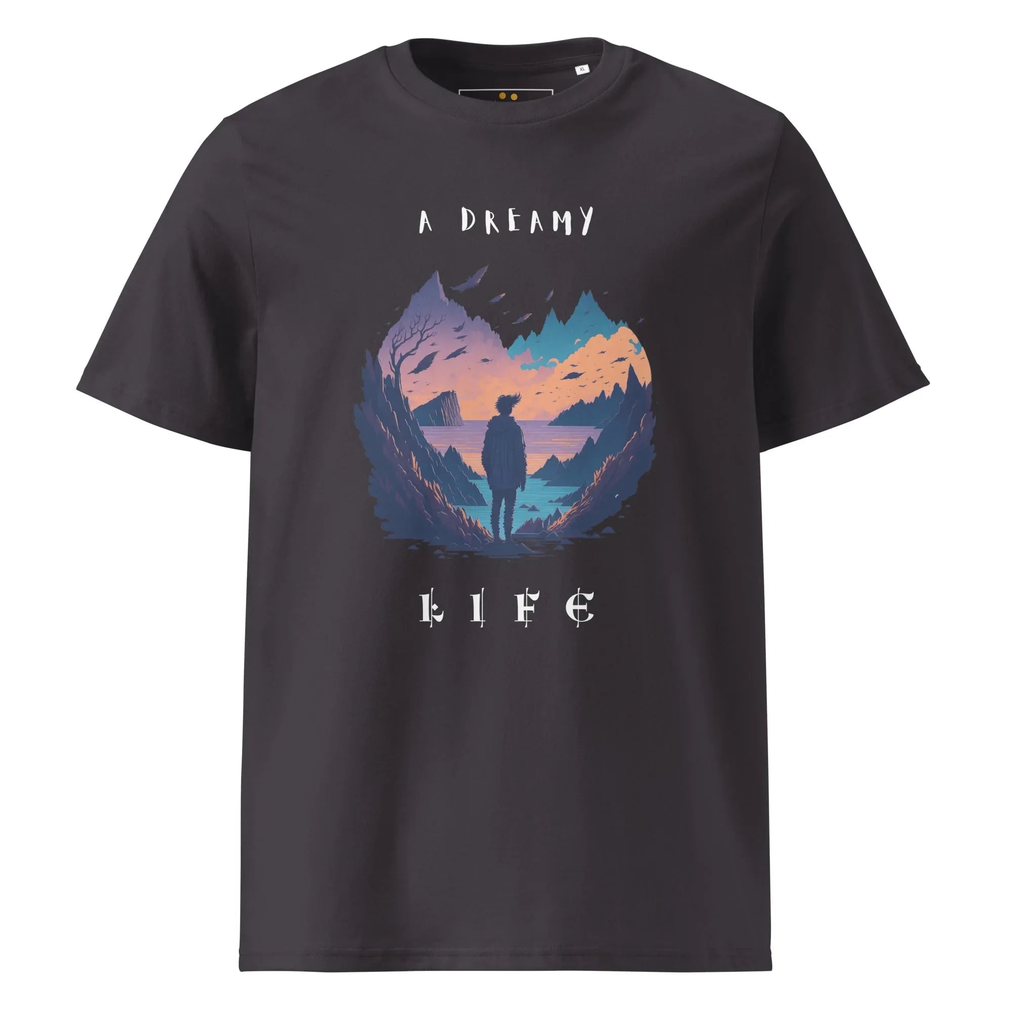 Unisex | A Dreamy Life Organic Cotton T-Shirt Anthracite T-Shirt AwRans Clothing unisex-organic-cotton-t-shirt-anthracite-front-665461d38928e