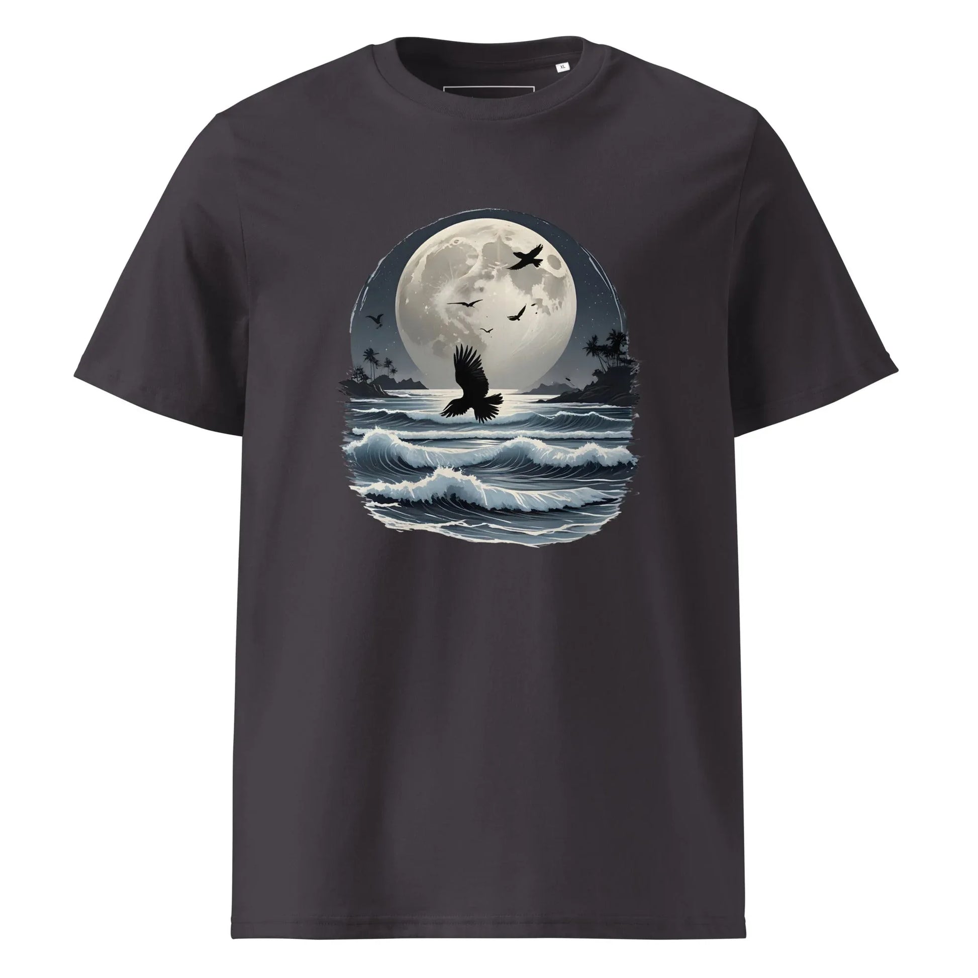 Unisex | Moonlight, Crow, Beach - Organic Cotton T-Shirt - AwRans Clothing