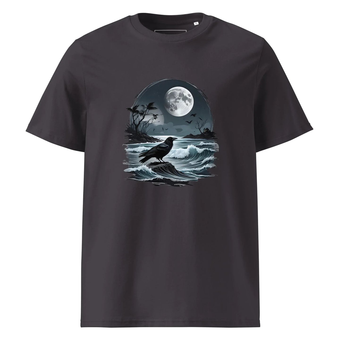 Unisex | Moon, Crow, Beach - Soft Organic Cotton T-Shirt - AwRans Clothing