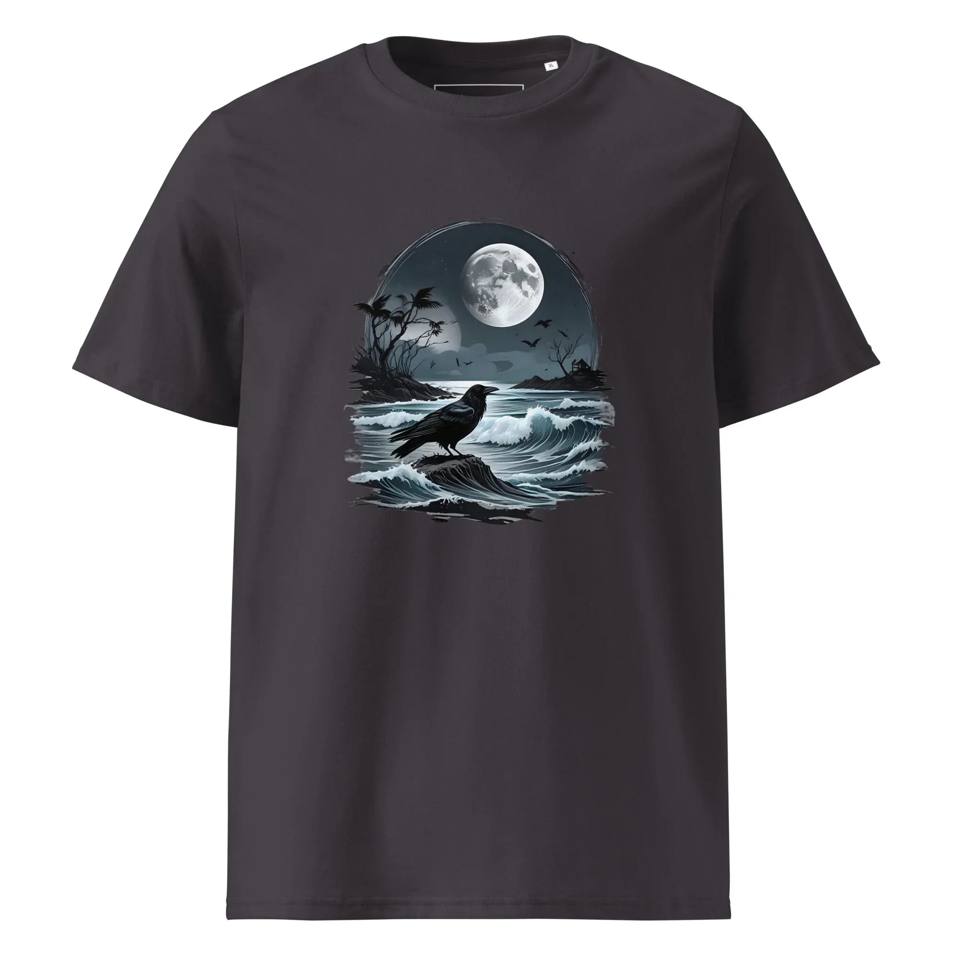 Unisex | Moon, Crow, Beach - Soft Organic Cotton T-Shirt - AwRans Clothing