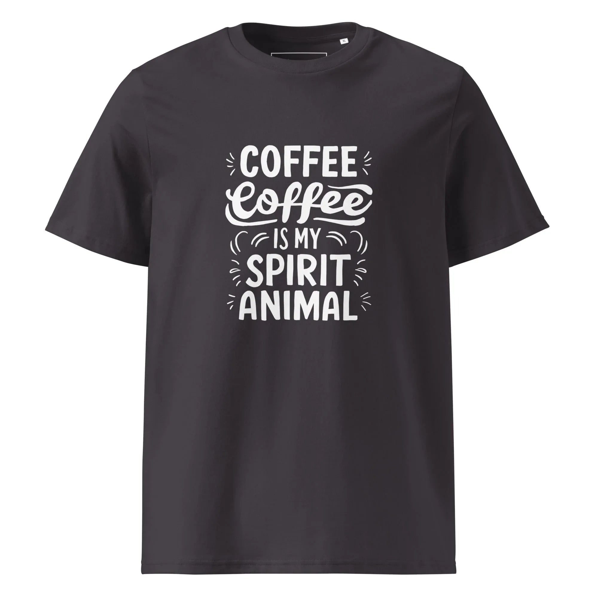 Unisex | Coffee Is My Spirit Animal Organic Cotton T-Shirt Anthracite T-Shirt AwRans Clothing unisex-organic-cotton-t-shirt-anthracite-front-666595aec65f2