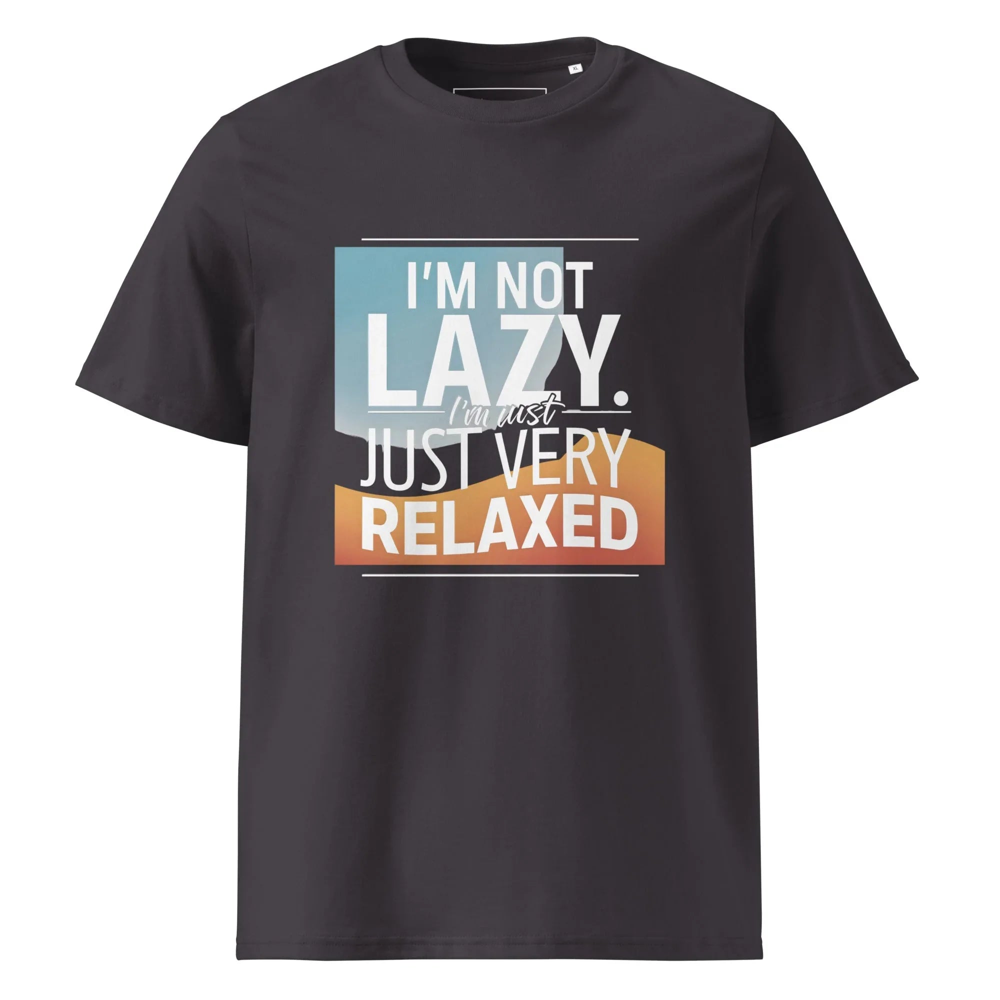 Unisex | I'm Not Lazy I'm Just Relaxed Organic Cotton T-Shirt Anthracite T-Shirt AwRans Clothing unisex-organic-cotton-t-shirt-anthracite-front-6665a66340c28