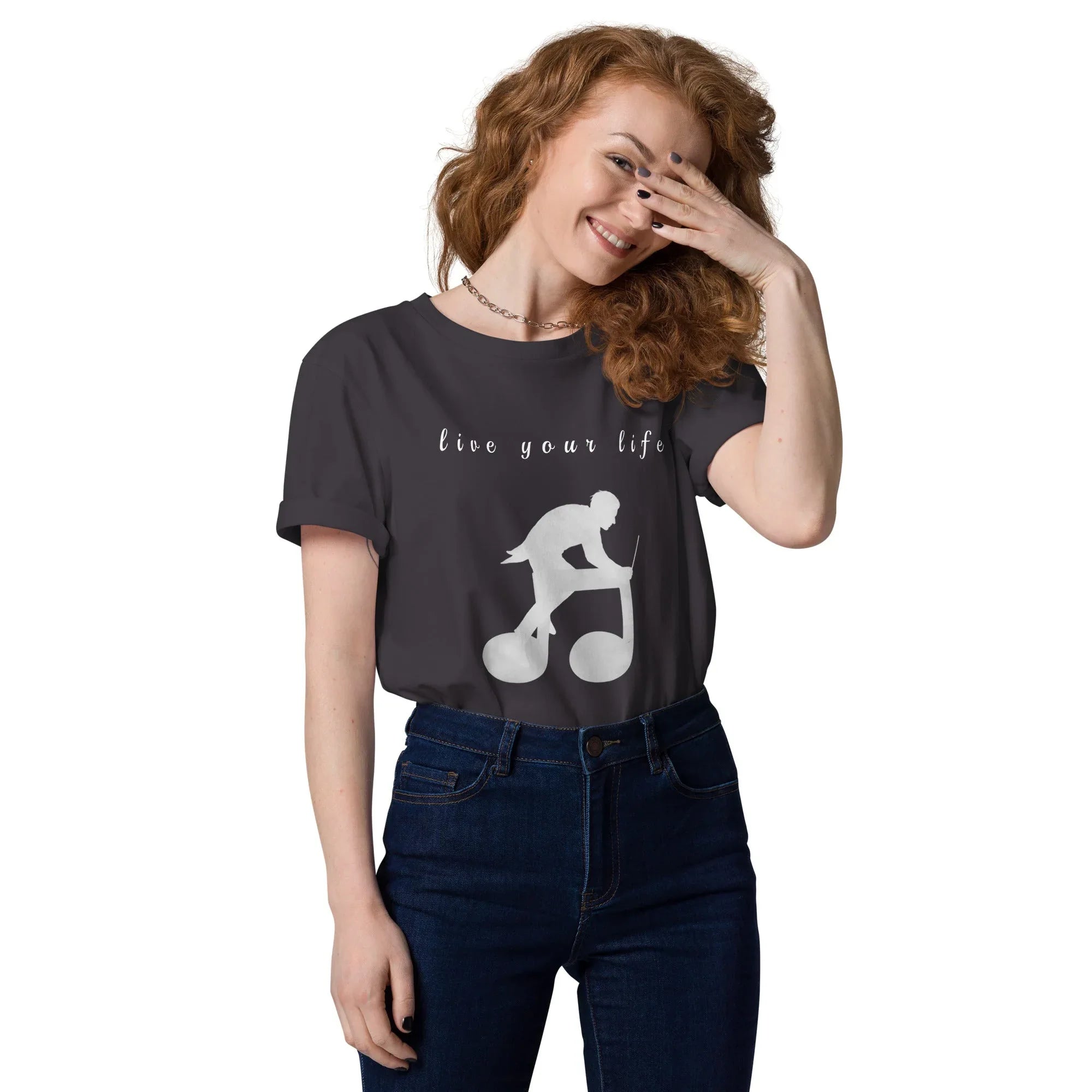 Unisex Organic Cotton T-Shirt | Live Your Life Don’t Imagine It Anthracite T-Shirt AwRans Clothing unisex-organic-cotton-t-shirt-anthracite-front-6815eaa26a488