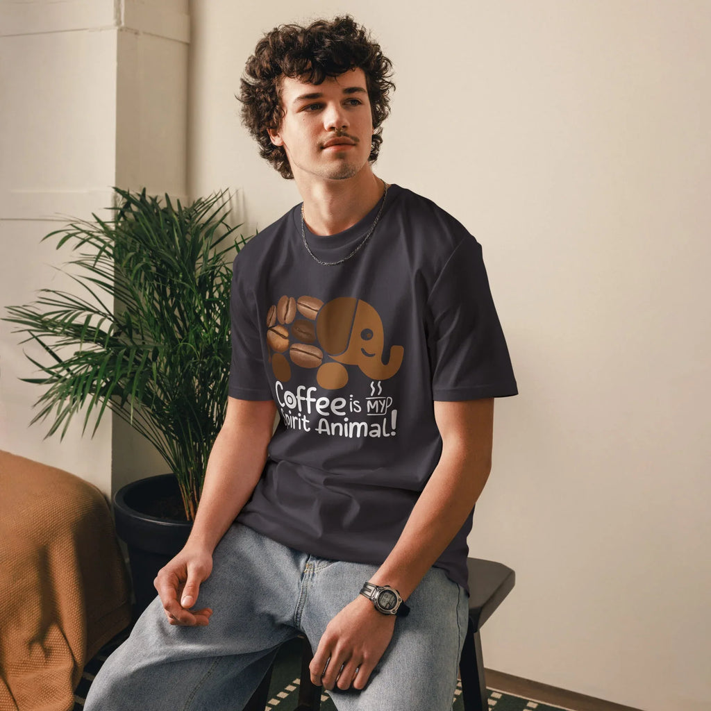 Unisex | Coffee Is My Spirit Animal Organic Cotton T-Shirt T-Shirt AwRans Clothing unisex-organic-cotton-t-shirt-anthracite-front-681682c3850cd