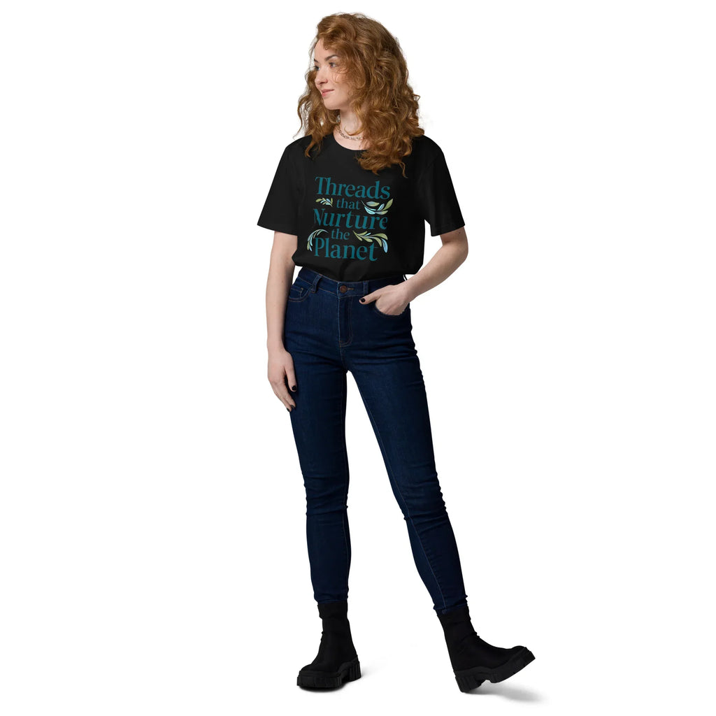 Women's Organic Cotton T-Shirt | Threads That Nurture The Planet T-Shirt AwRans Clothing unisex-organic-cotton-t-shirt-black-front-2-67b1b37abcd31