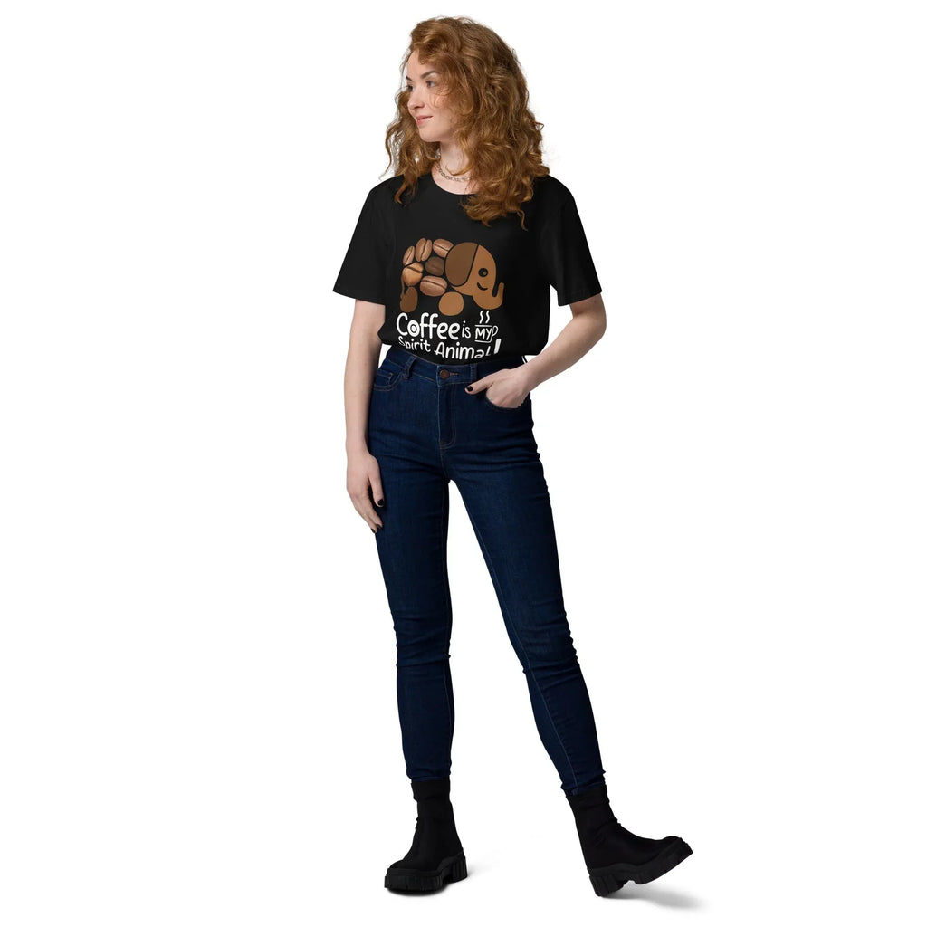 Unisex | Coffee Is My Spirit Animal Organic Cotton T-Shirt T-Shirt AwRans Clothing unisex-organic-cotton-t-shirt-black-front-2-681682c3b5ffc