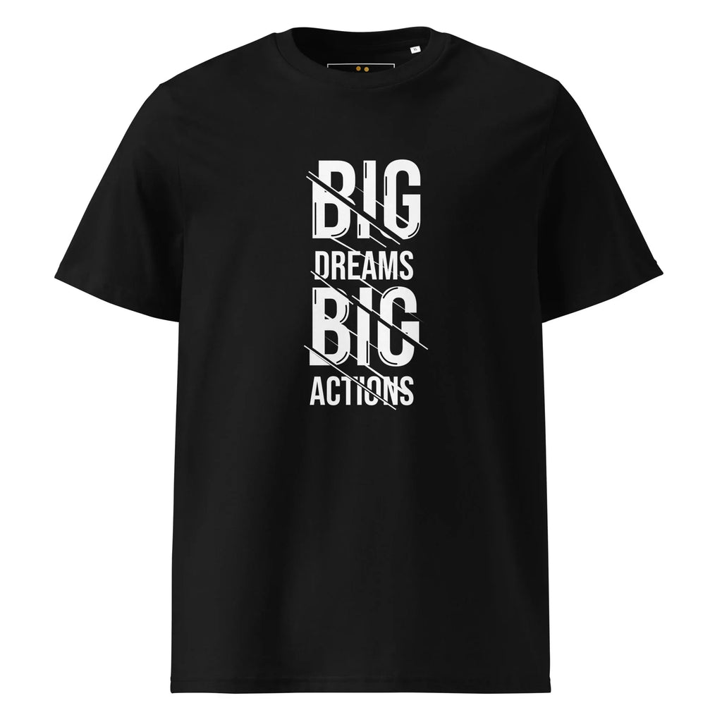 Unisex | Big Dreams Big Actions Organic Cotton T-Shirt Black T-Shirt AwRans Clothing unisex-organic-cotton-t-shirt-black-front-665041fb017e7