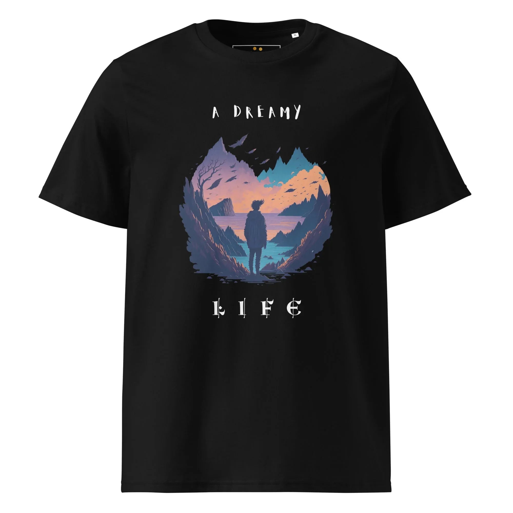 Unisex | A Dreamy Life Organic Cotton T-Shirt Black T-Shirt AwRans Clothing unisex-organic-cotton-t-shirt-black-front-665461d3445e6