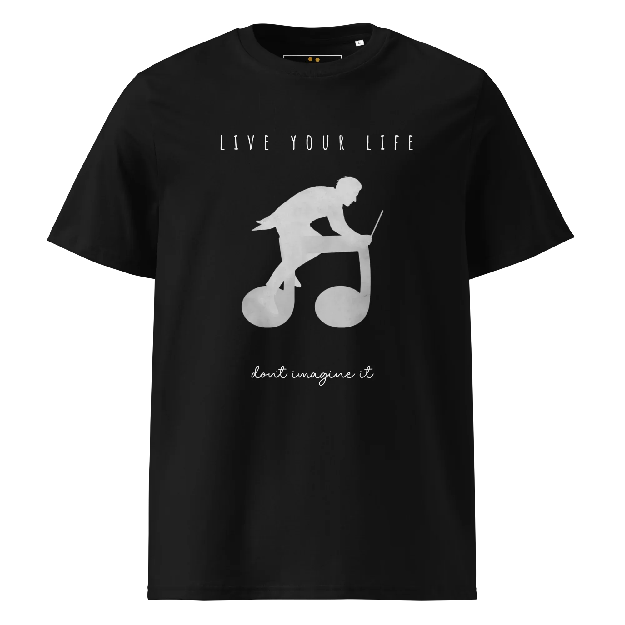Unisex Organic Cotton T-Shirt | Live Your Life Don’t Imagine It T-Shirt AwRans Clothing unisex-organic-cotton-t-shirt-black-front-6655f28b1991c