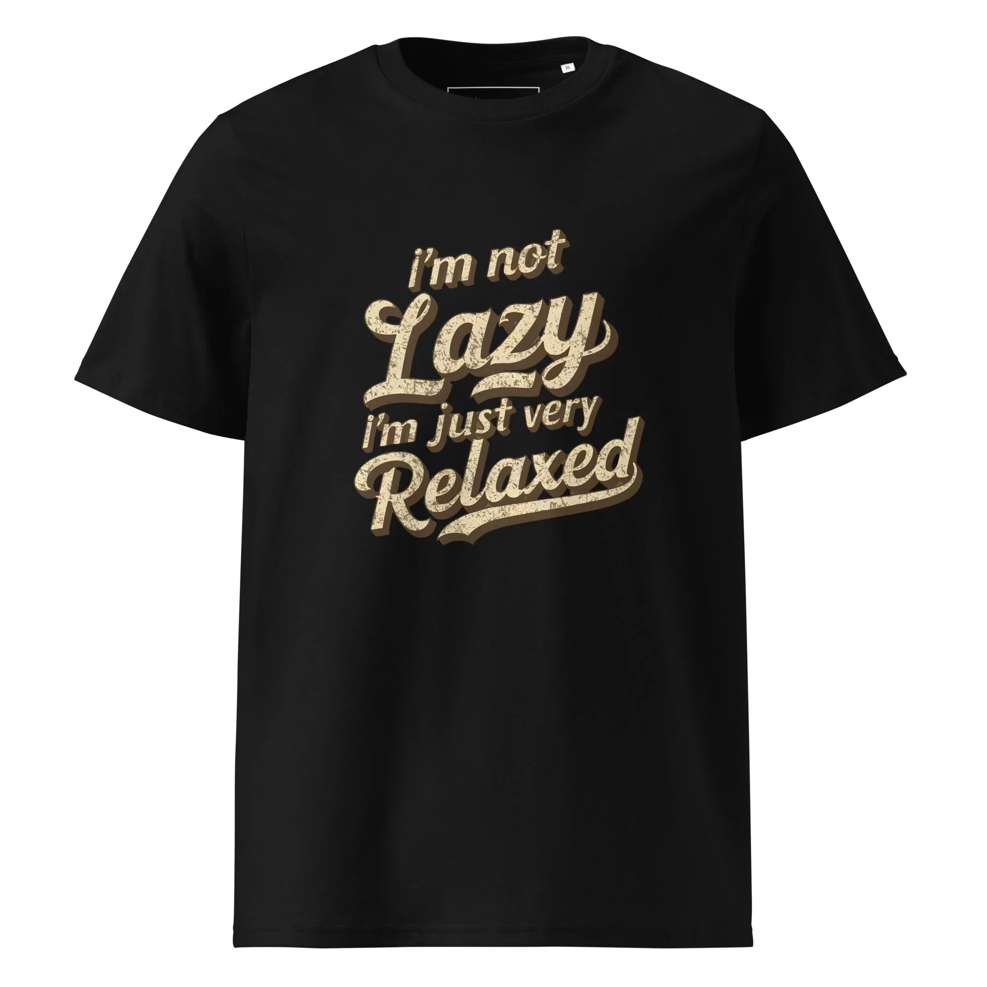 Unisex | I'm Not Lazy I'm Just Relaxed Organic Cotton T-Shirt Black T-Shirt AwRans Clothing unisex-organic-cotton-t-shirt-black-front-665d2fc455966