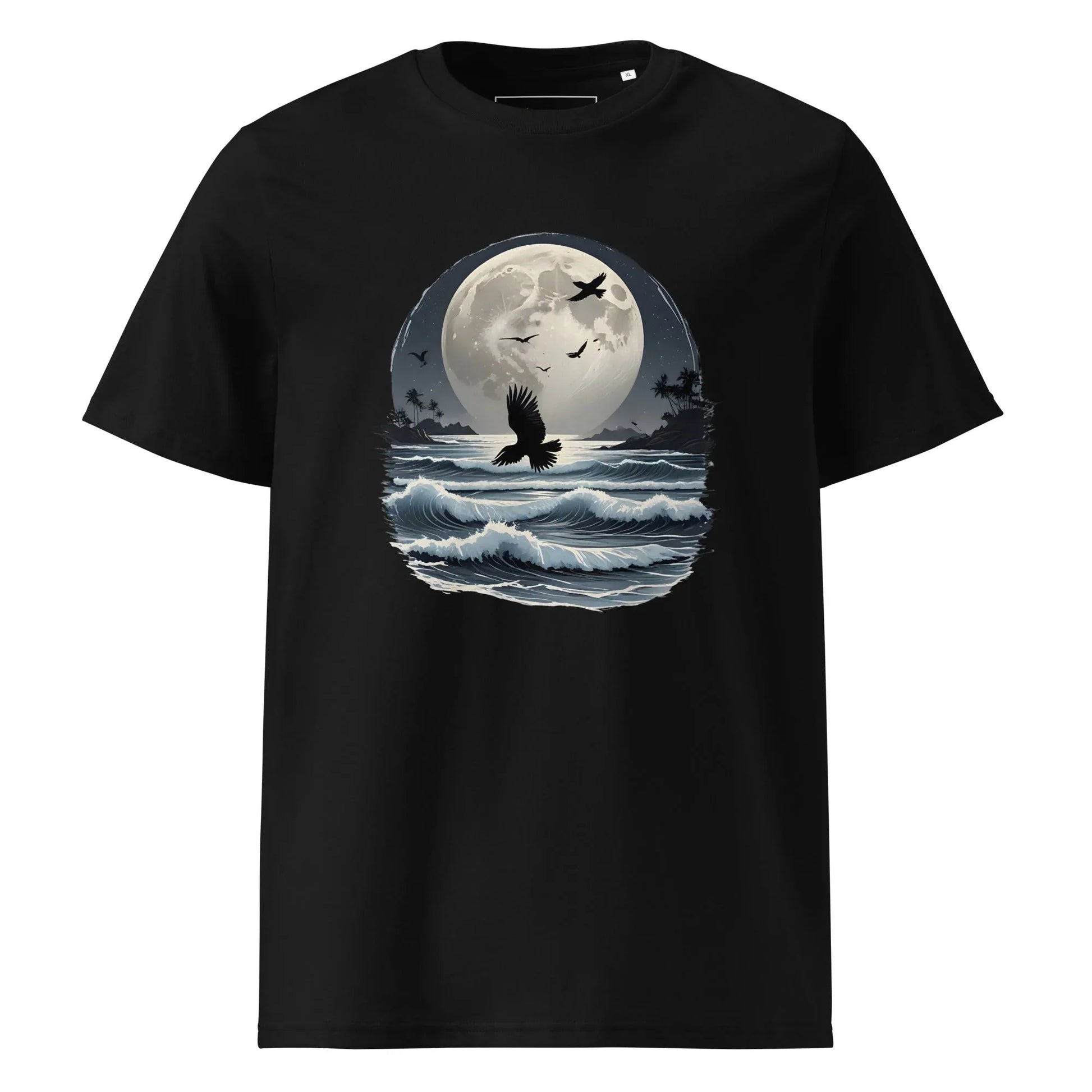 Unisex | Moonlight, Crow, Beach - Organic Cotton T-Shirt - AwRans Clothing