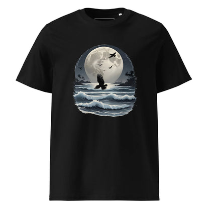 Unisex | Moonlight, Crow, Beach - Organic Cotton T-Shirt - AwRans Clothing