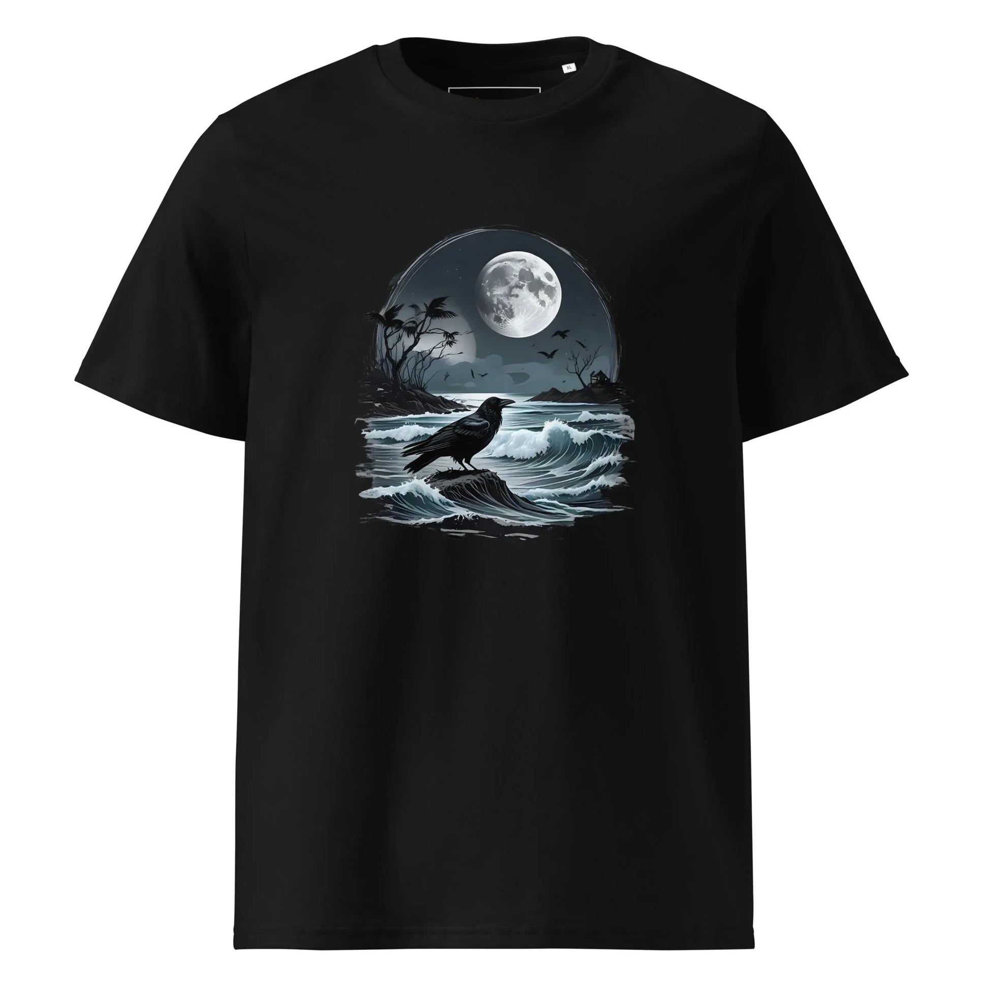 Unisex | Moon, Crow, Beach - Soft Organic Cotton T-Shirt - AwRans Clothing