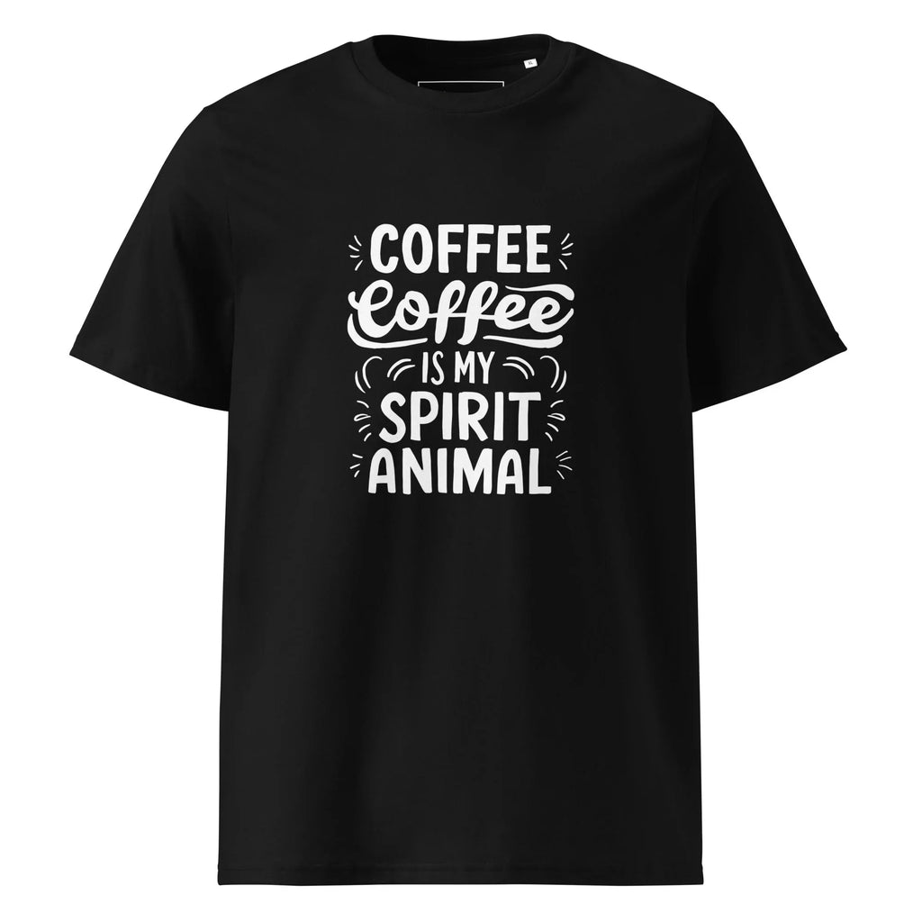 Unisex | Coffee Is My Spirit Animal Organic Cotton T-Shirt Black T-Shirt AwRans Clothing unisex-organic-cotton-t-shirt-black-front-666595aea9f26
