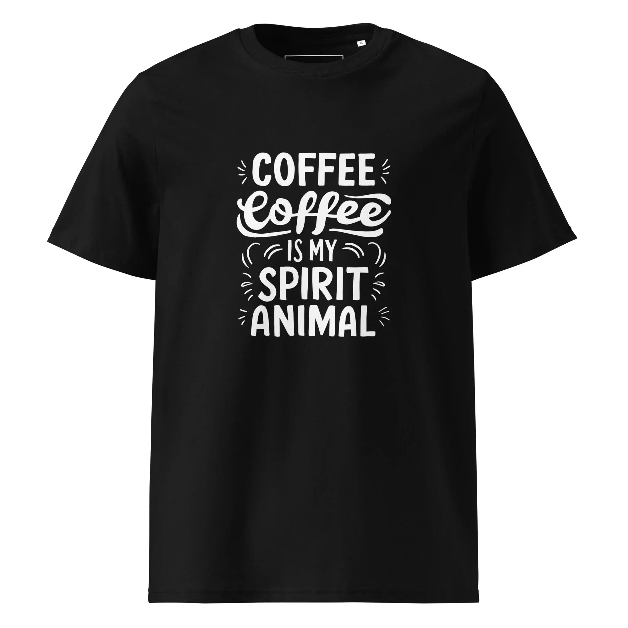 Unisex | Coffee Is My Spirit Animal Organic Cotton T-Shirt Black T-Shirt AwRans Clothing unisex-organic-cotton-t-shirt-black-front-666595aea9f26