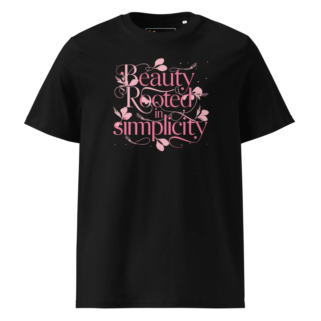 Women's Organic Cotton T-Shirt | Beauty Rooted In Simplicity T-Shirt AwRans Clothing unisex-organic-cotton-t-shirt-black-front-67b1982222c8d