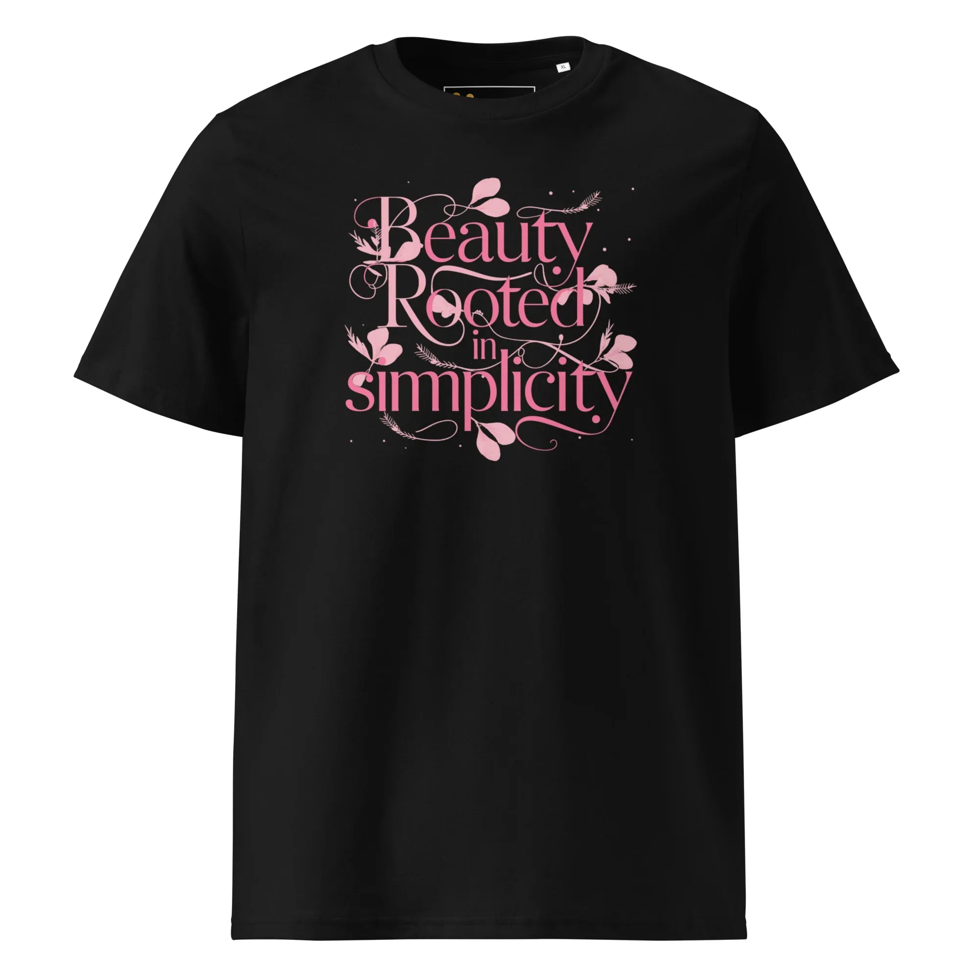 Women's Organic Cotton T-Shirt | Beauty Rooted In Simplicity T-Shirt AwRans Clothing unisex-organic-cotton-t-shirt-black-front-67b1982222c8d