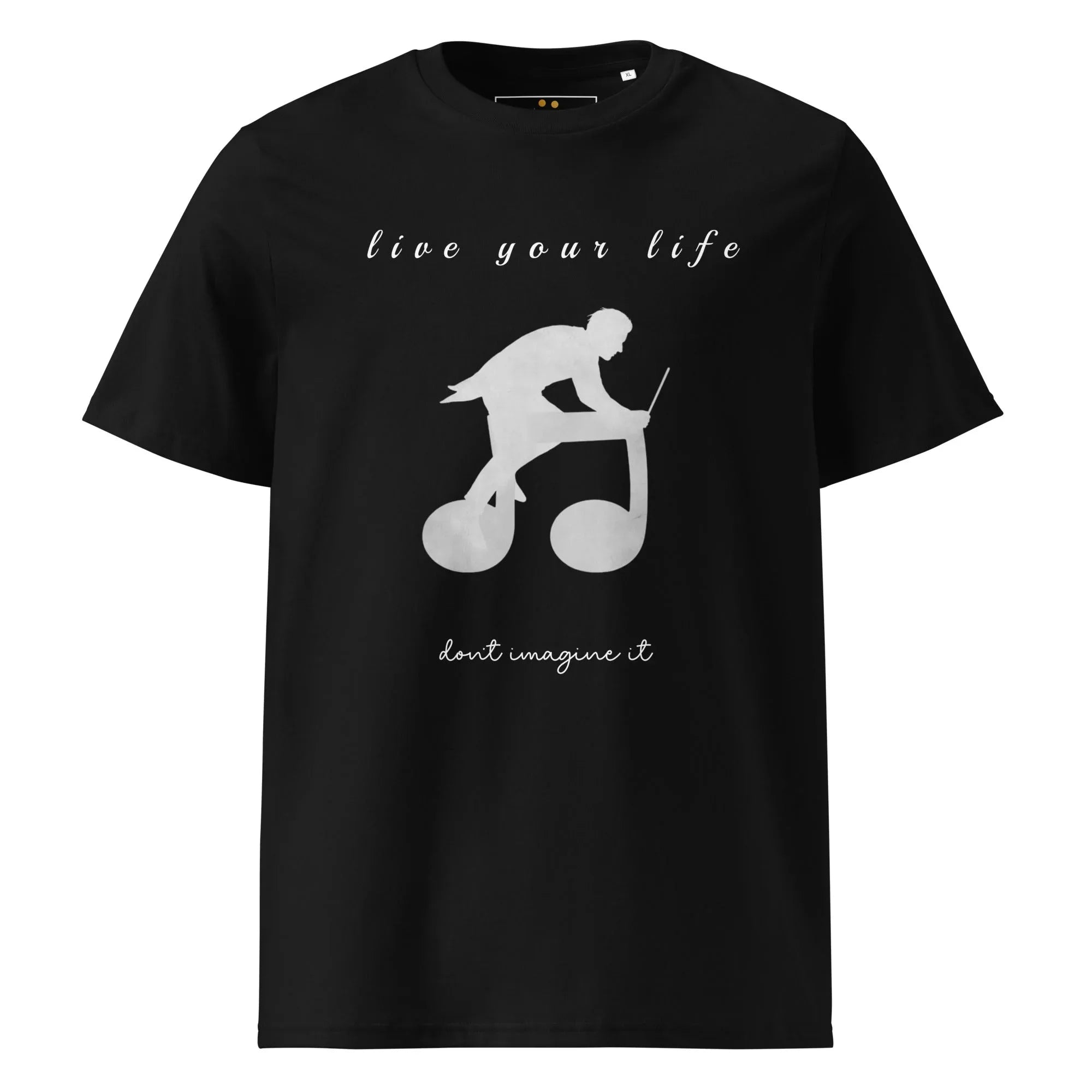 Unisex Organic Cotton T-Shirt | Live Your Life Don’t Imagine It T-Shirt AwRans Clothing unisex-organic-cotton-t-shirt-black-front-6815eaa206a7f
