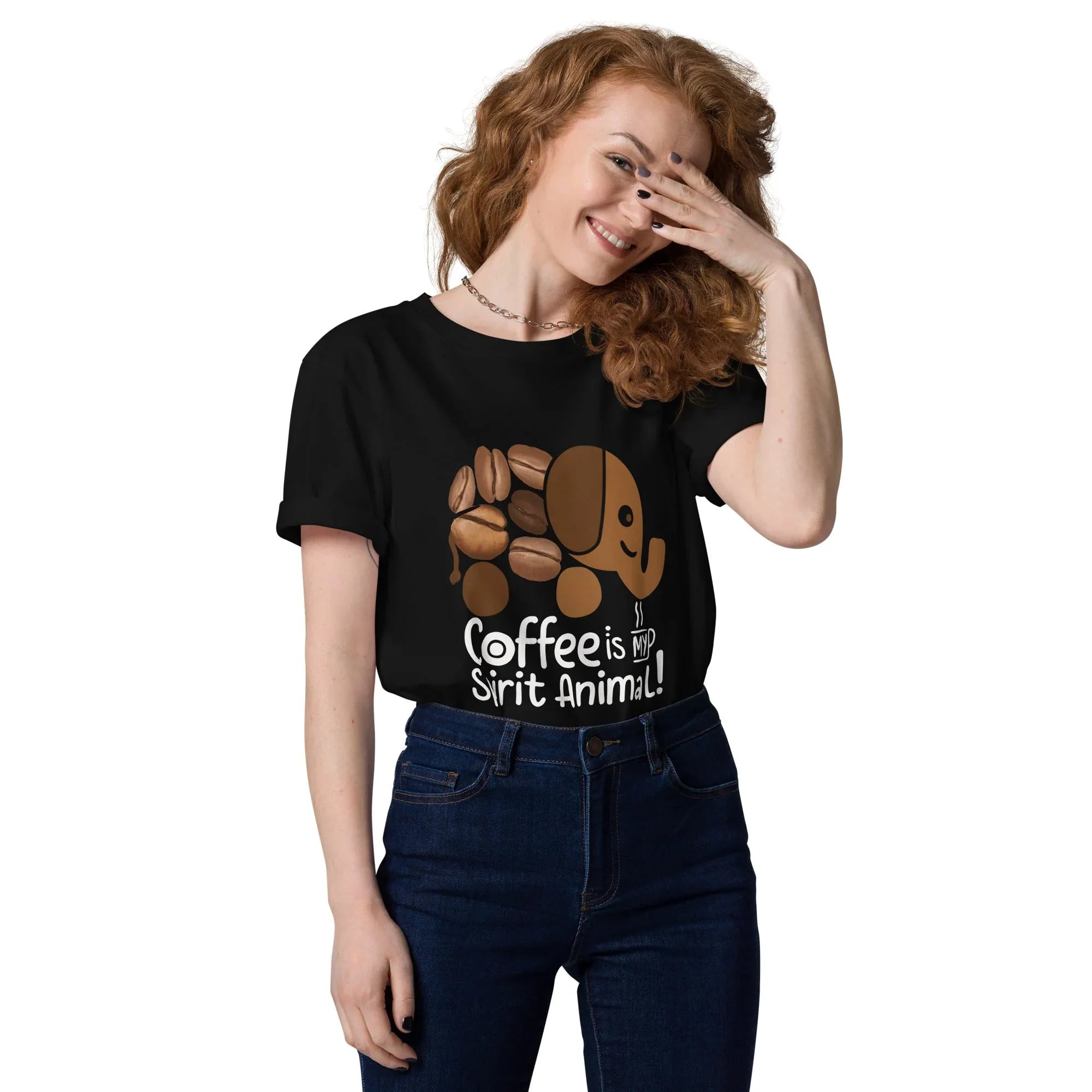Unisex | Coffee Is My Spirit Animal Organic Cotton T-Shirt Black T-Shirt AwRans Clothing unisex-organic-cotton-t-shirt-black-front-681682c37f3d8