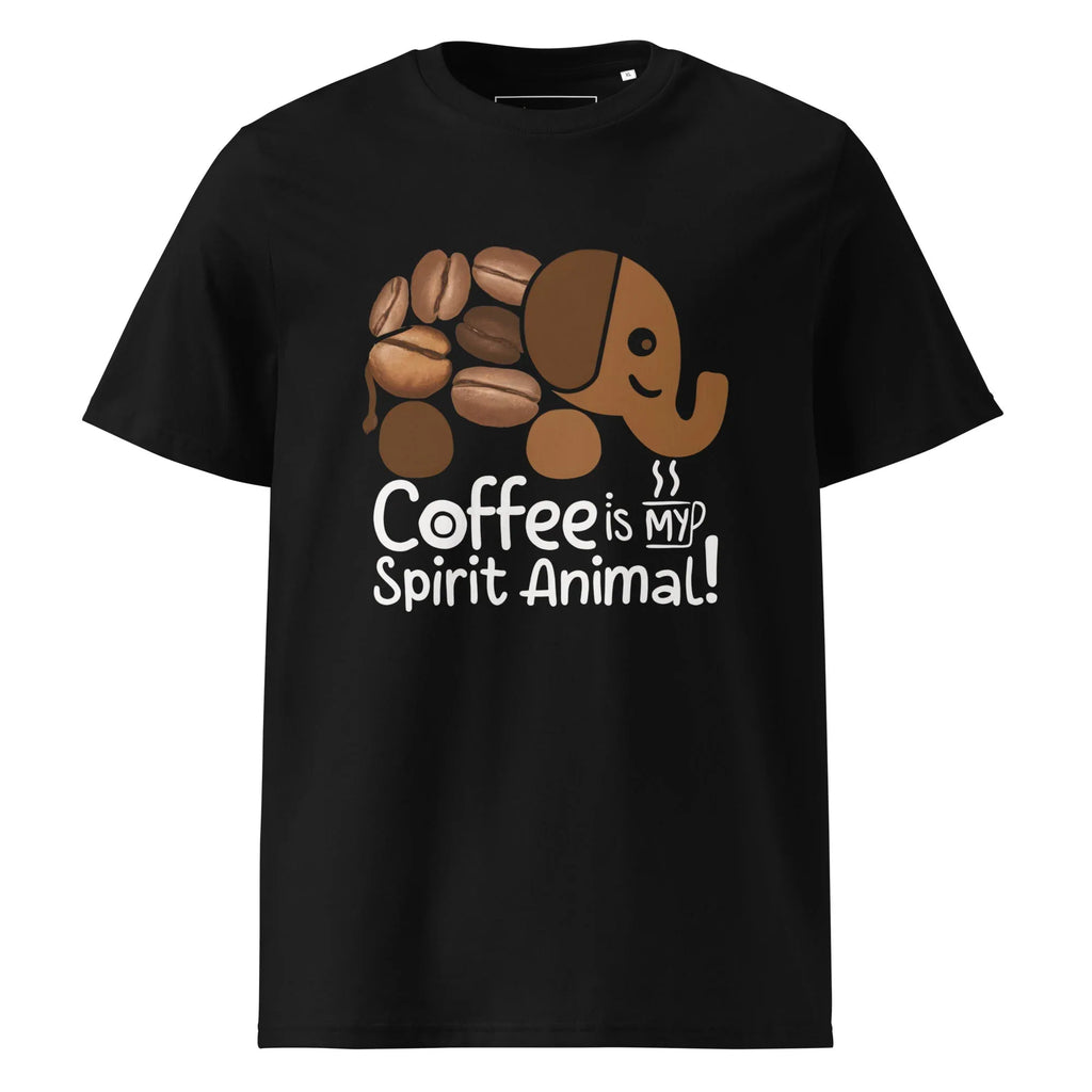 Unisex | Coffee Is My Spirit Animal Organic Cotton T-Shirt T-Shirt AwRans Clothing unisex-organic-cotton-t-shirt-black-front-681682c382d1d