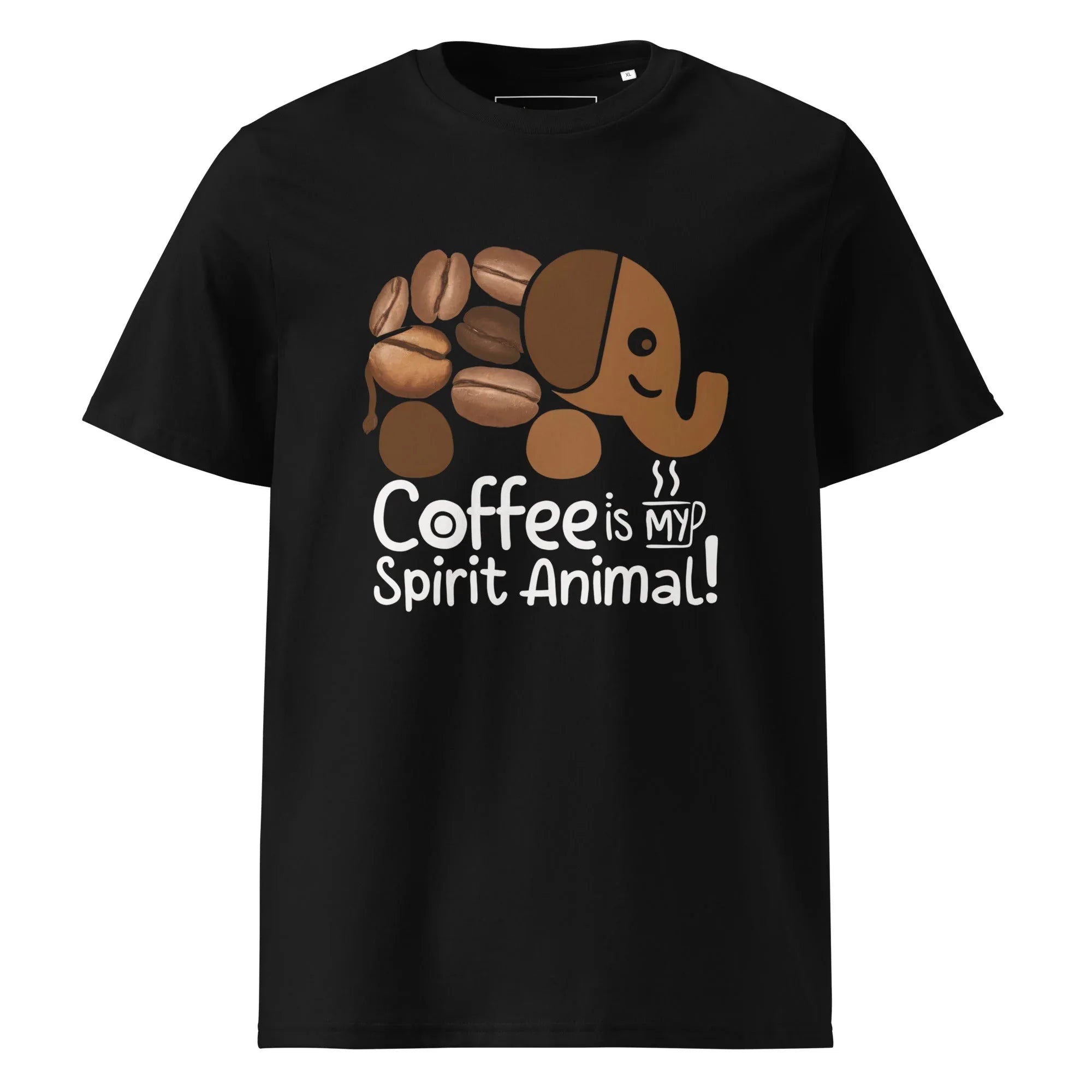 Unisex | Coffee Is My Spirit Animal Organic Cotton T-Shirt T-Shirt AwRans Clothing unisex-organic-cotton-t-shirt-black-front-681682c382d1d