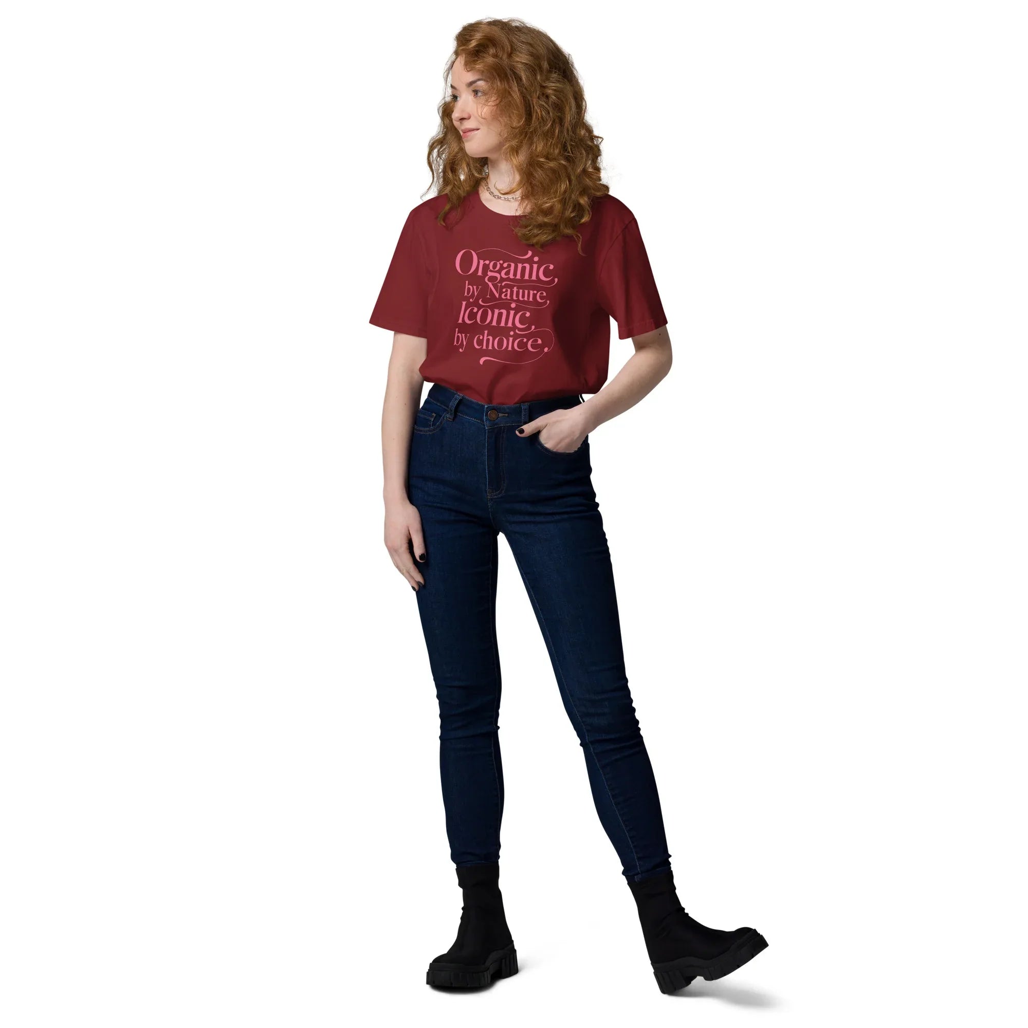 Women's Organic Cotton T-Shirt | Organic By Nature,Iconic By Choice T-Shirt AwRans Clothing unisex-organic-cotton-t-shirt-burgundy-front-2-67b19fe6166f4