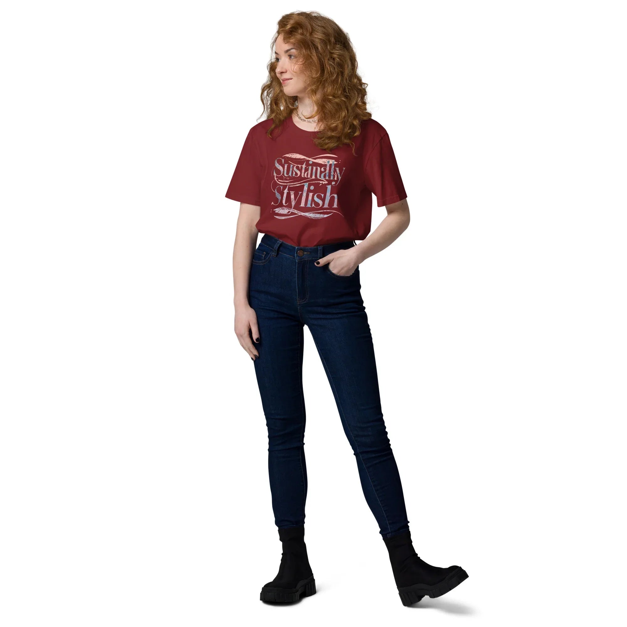 Women's Organic Cotton T-Shirt | Sustainably Stylish T-Shirt AwRans Clothing unisex-organic-cotton-t-shirt-burgundy-front-2-67b1a68b70b94