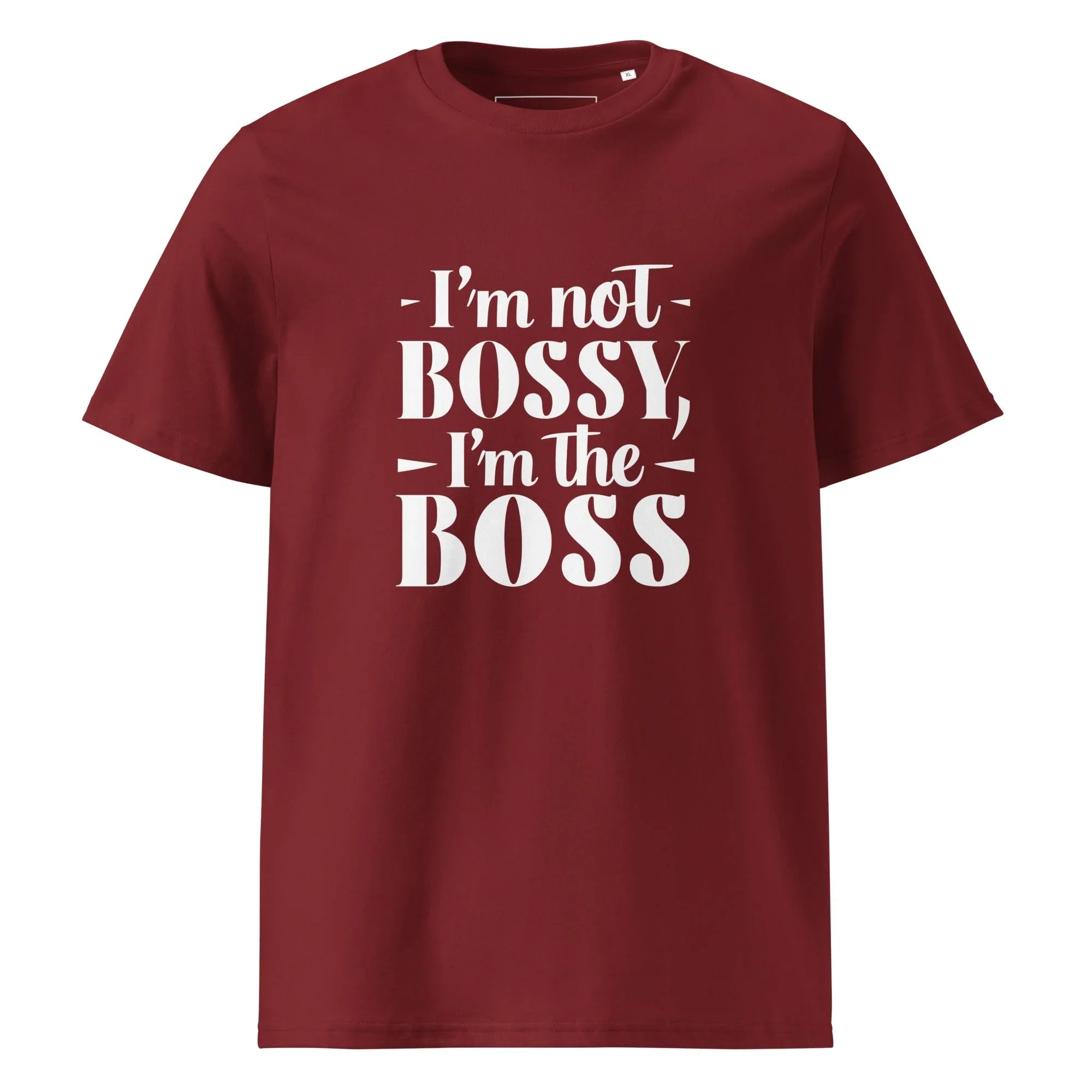 Unisex | I'm Not Bossy, I'm The Boss - Organic Cotton T-Shirt Burgundy T-Shirt AwRans Clothing unisex-organic-cotton-t-shirt-burgundy-front-6665af3b12f96