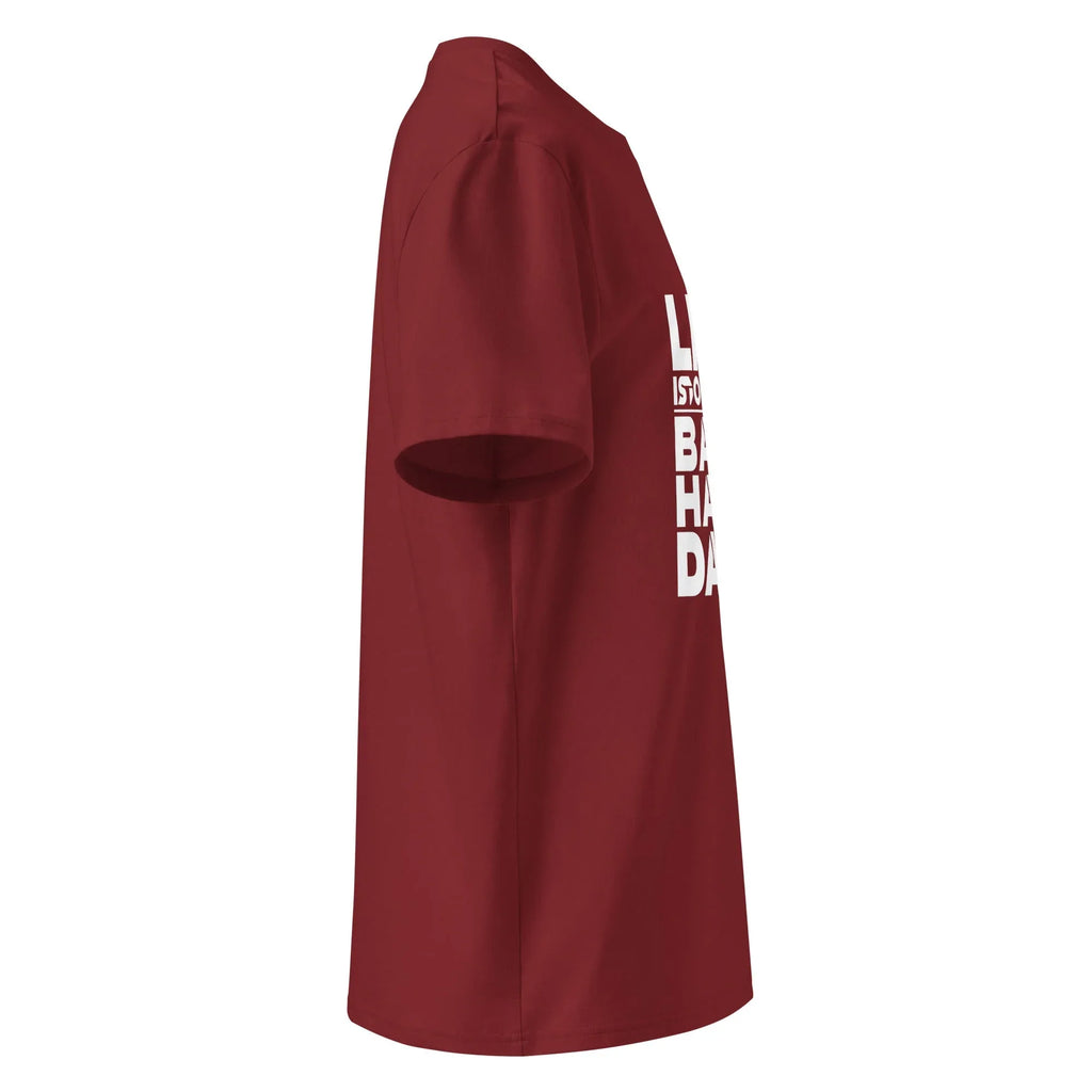 Unisex | Life Is Too Short For For Bad Hair Days! Organic Cotton T-Shirt T-Shirt AwRans Clothing unisex-organic-cotton-t-shirt-burgundy-right-66658ae6dd98f