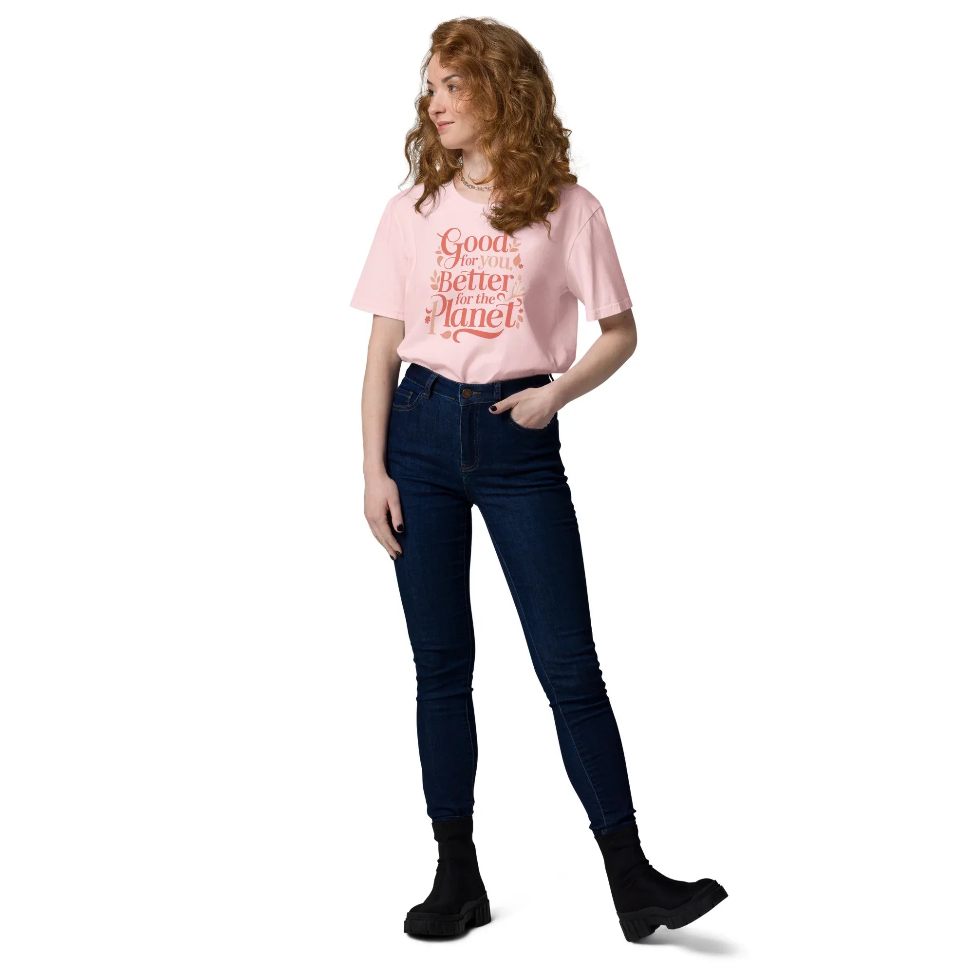Women's Organic Cotton T-Shirt | Good For You,Better For The Planet T-Shirt AwRans Clothing unisex-organic-cotton-t-shirt-cotton-pink-front-2-67b1a37fe0b03