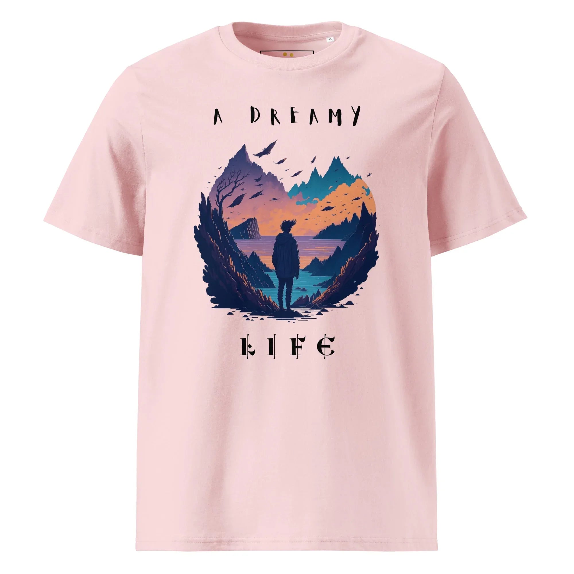 Unisex | A Dreamy Life Organic Cotton T-Shirt Cotton Pink T-Shirt AwRans Clothing unisex-organic-cotton-t-shirt-cotton-pink-front-66546396f272d