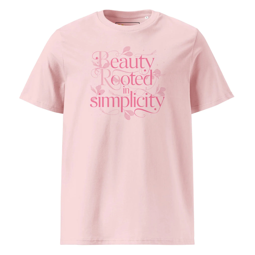 Women's Organic Cotton T-Shirt | Beauty Rooted In Simplicity T-Shirt AwRans Clothing unisex-organic-cotton-t-shirt-cotton-pink-front-67b1982255bbb