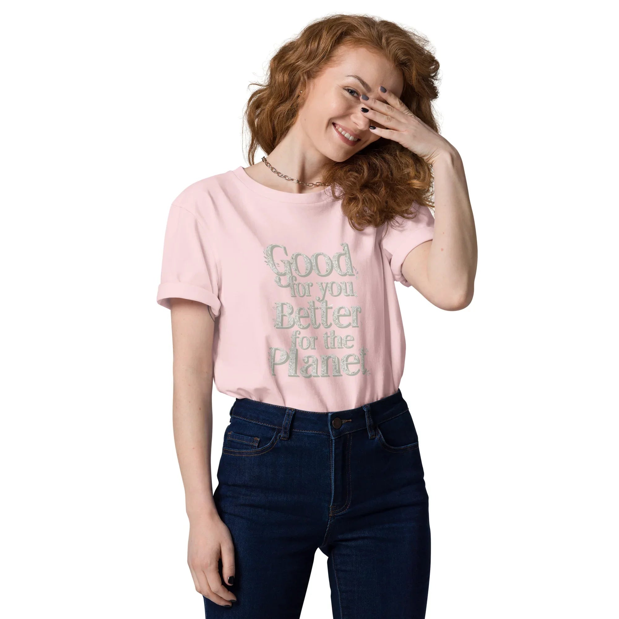 Women's Organic Cotton T-Shirt | Good For You,Better For The Planet Cotton Pink T-Shirt AwRans Clothing unisex-organic-cotton-t-shirt-cotton-pink-front-67b19b0cdd5ed