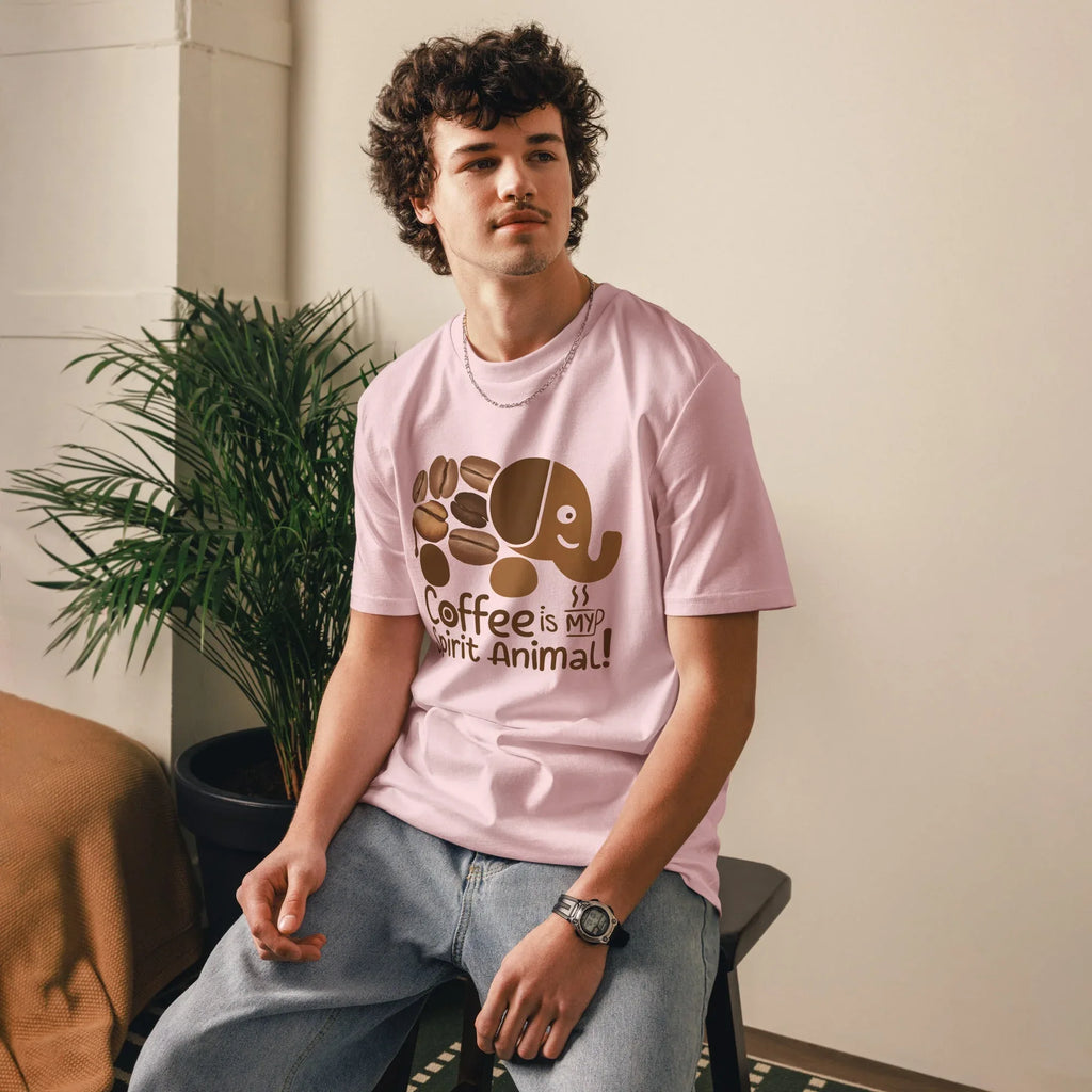 Unisex | Coffee Is My Spirit Animal Organic Cotton T-Shirt T-Shirt AwRans Clothing unisex-organic-cotton-t-shirt-cotton-pink-front-68169c3385c2b