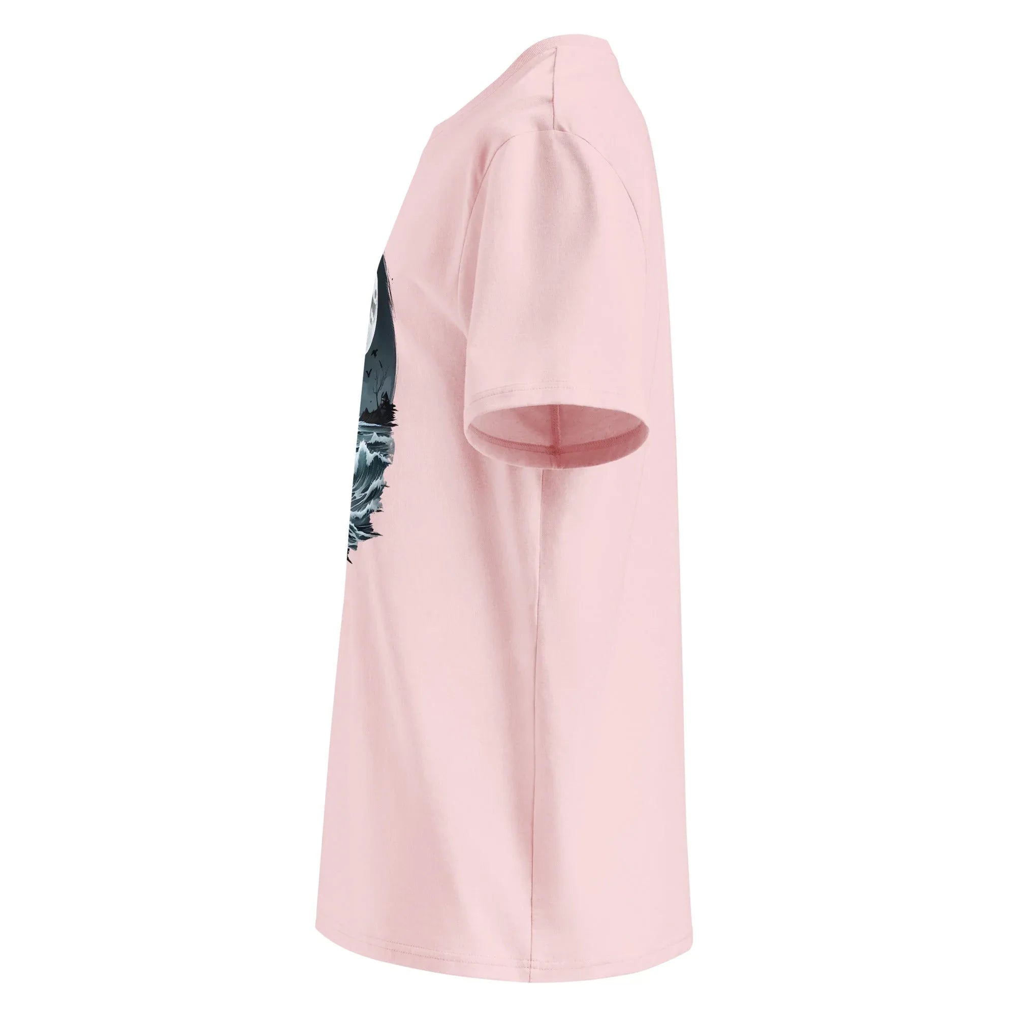 Unisex | Moon, Crow, Beach - Soft Organic Cotton T-Shirt T-Shirt AwRans Clothing unisex-organic-cotton-t-shirt-cotton-pink-left-6663f599cc53f
