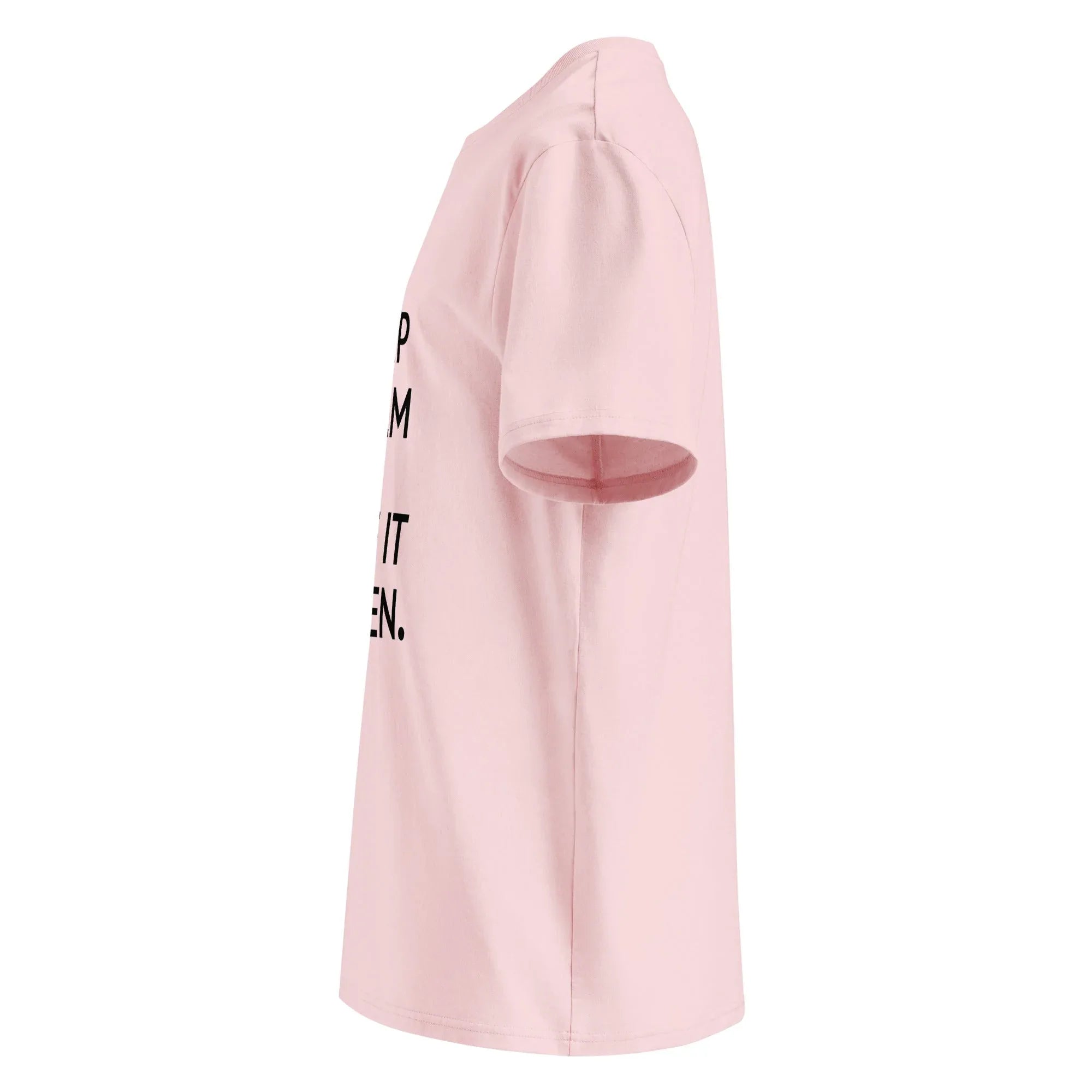 Unisex | Keep Calm And Make It Happen Organic Cotton T-Shirt T-Shirt AwRans Clothing unisex-organic-cotton-t-shirt-cotton-pink-left-66658736bbad6