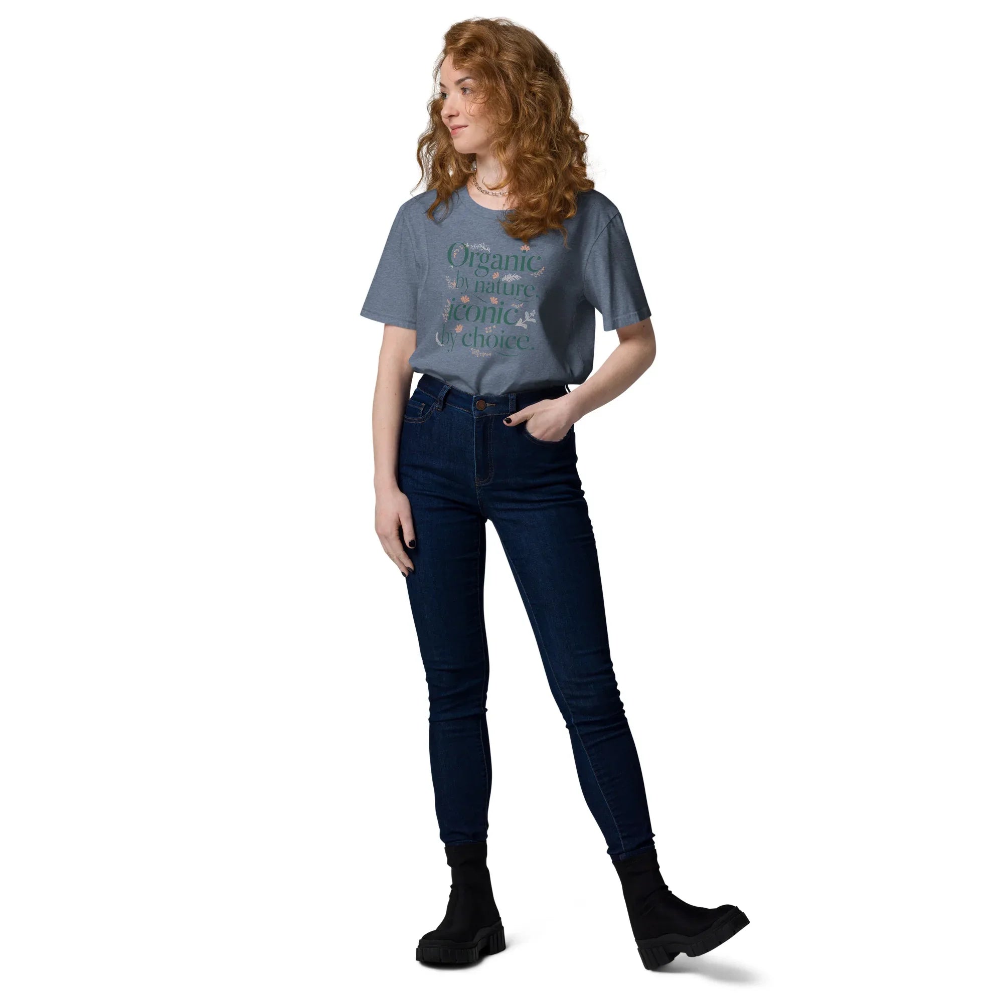 Women's Organic Cotton T-Shirt | Organic By Nature,Iconic By Choice T-Shirt AwRans Clothing unisex-organic-cotton-t-shirt-dark-heather-blue-front-2-67b19bb4dcc5c