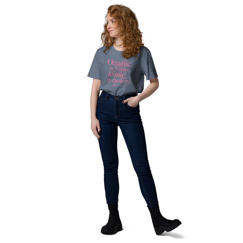 Women's Organic Cotton T-Shirt | Organic By Nature,Iconic By Choice T-Shirt AwRans Clothing unisex-organic-cotton-t-shirt-dark-heather-blue-front-2-67b19fe64e55b