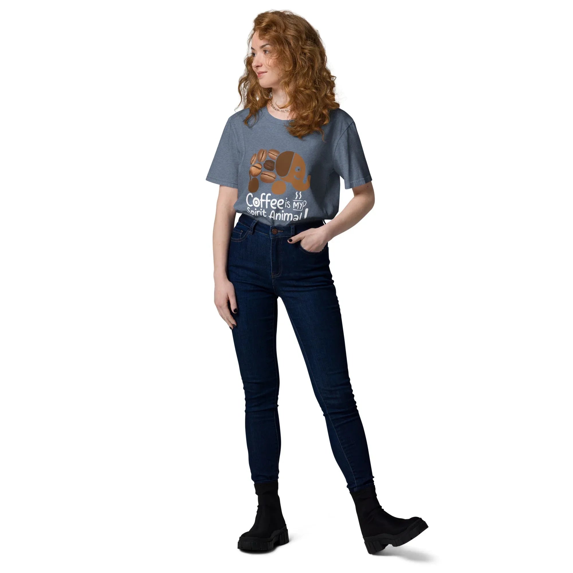 Unisex | Coffee Is My Spirit Animal Organic Cotton T-Shirt T-Shirt AwRans Clothing unisex-organic-cotton-t-shirt-dark-heather-blue-front-2-68169ea721e68